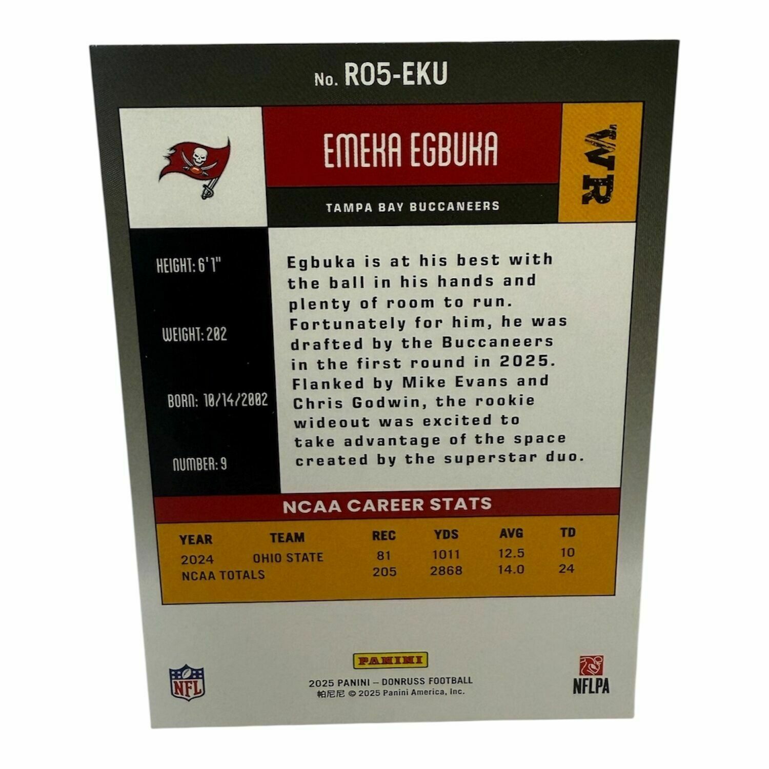 Emeka Egbuka 2025 Panini Donruss Football Rookie Trading Card