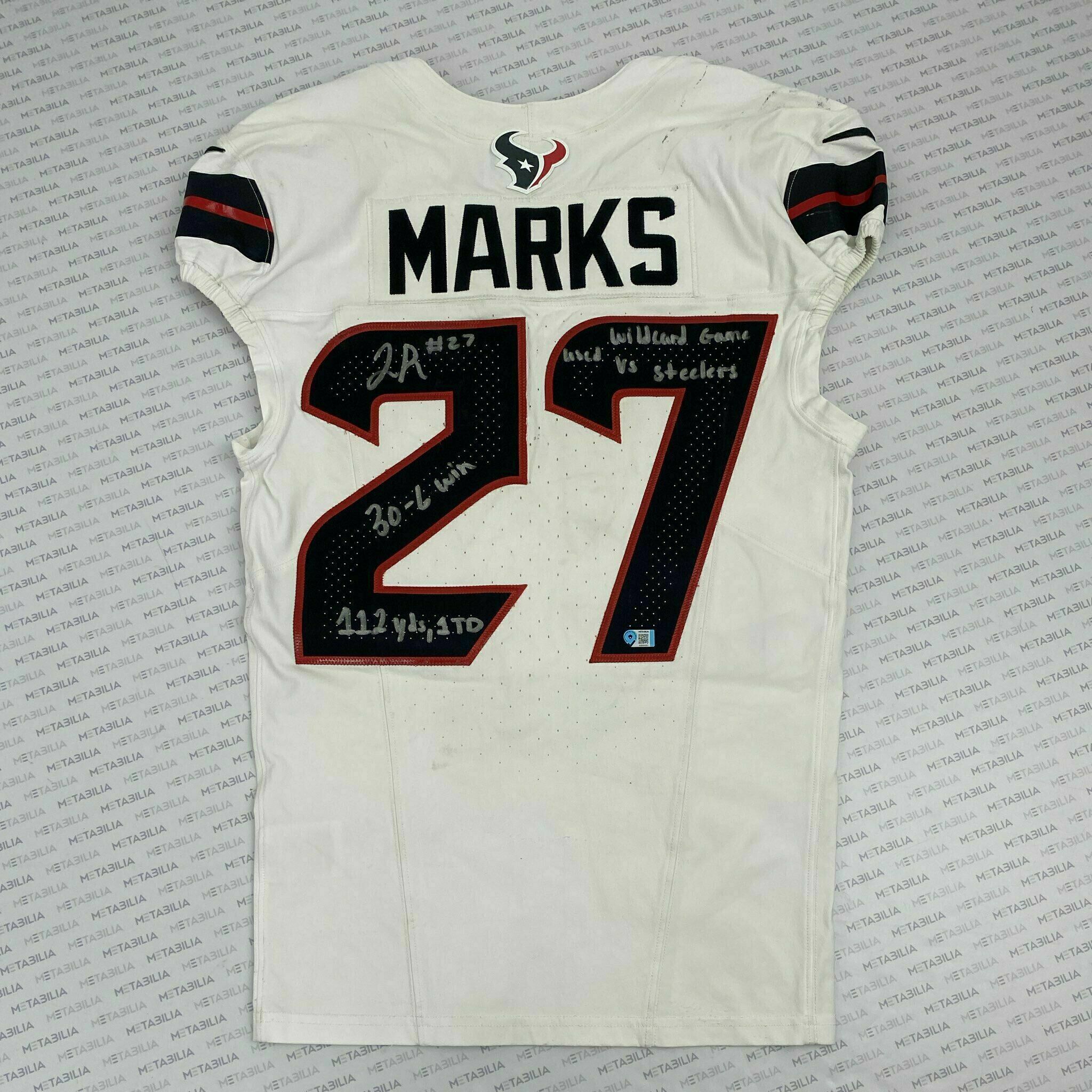 #27 Woody Marks Signed & Inscribed Game-Worn PLAYOFF Jersey vs PIT