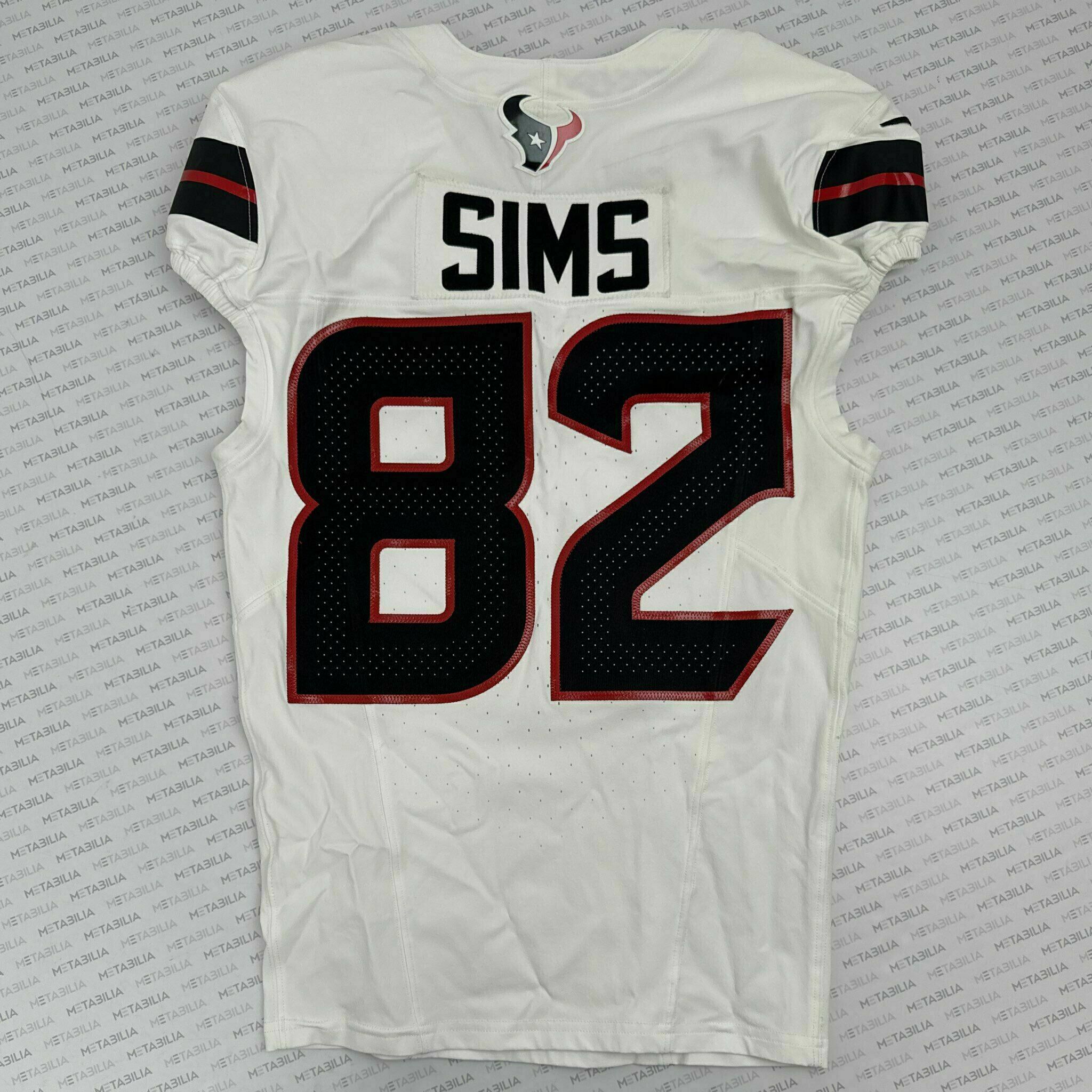 #82 Sims Game-Issued White Jersey