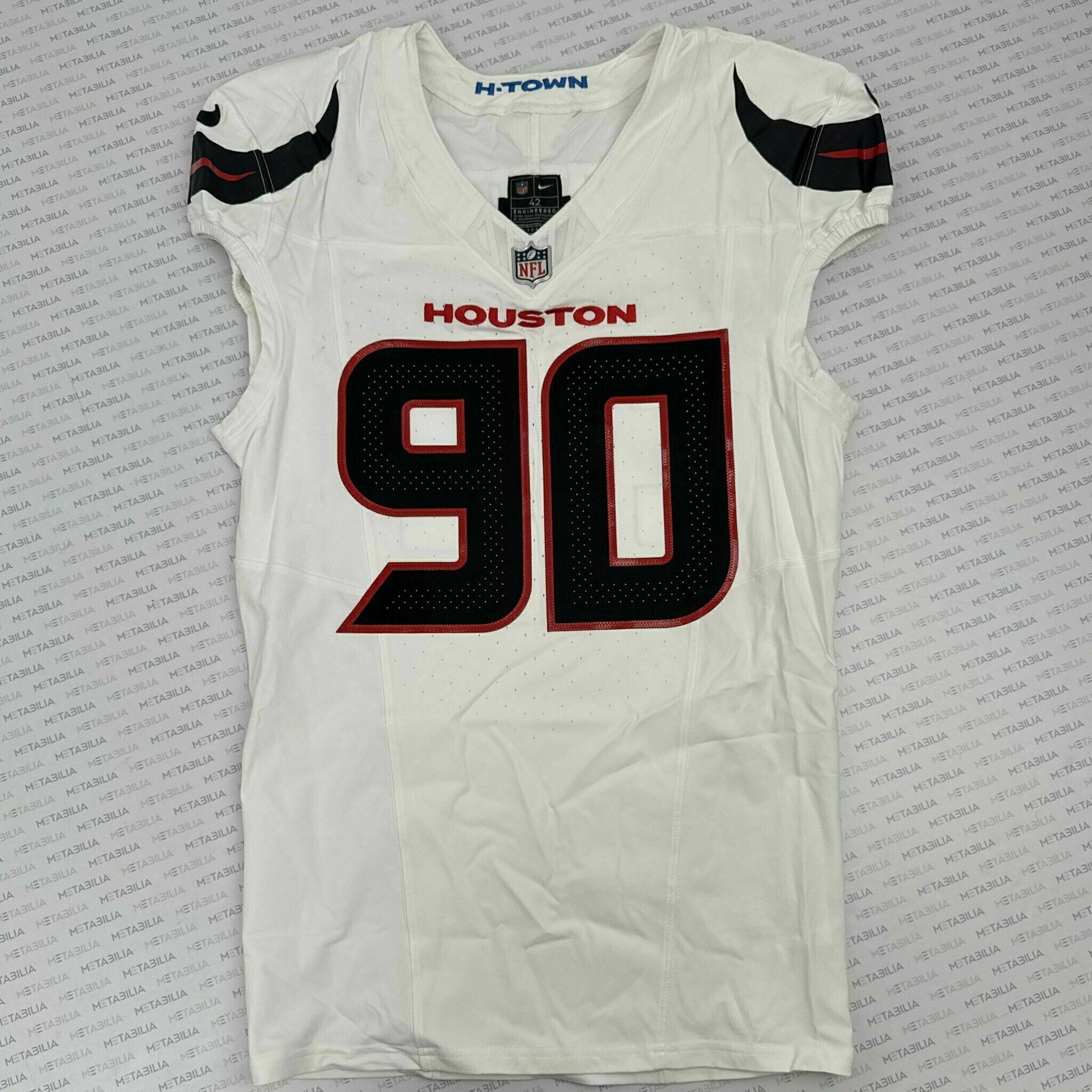 #90 Weaver Game-Issued White Jersey
