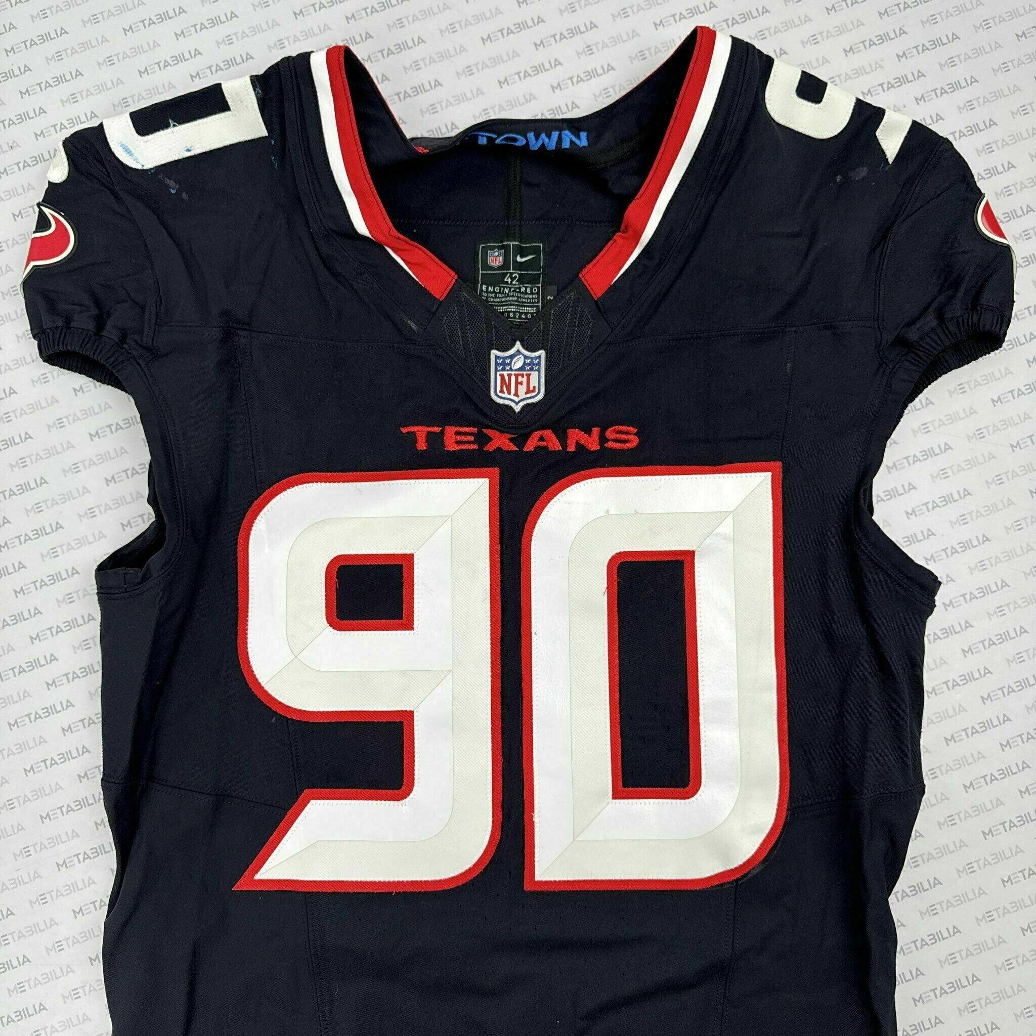 #90 Weaver Game-Issued Blue Jersey