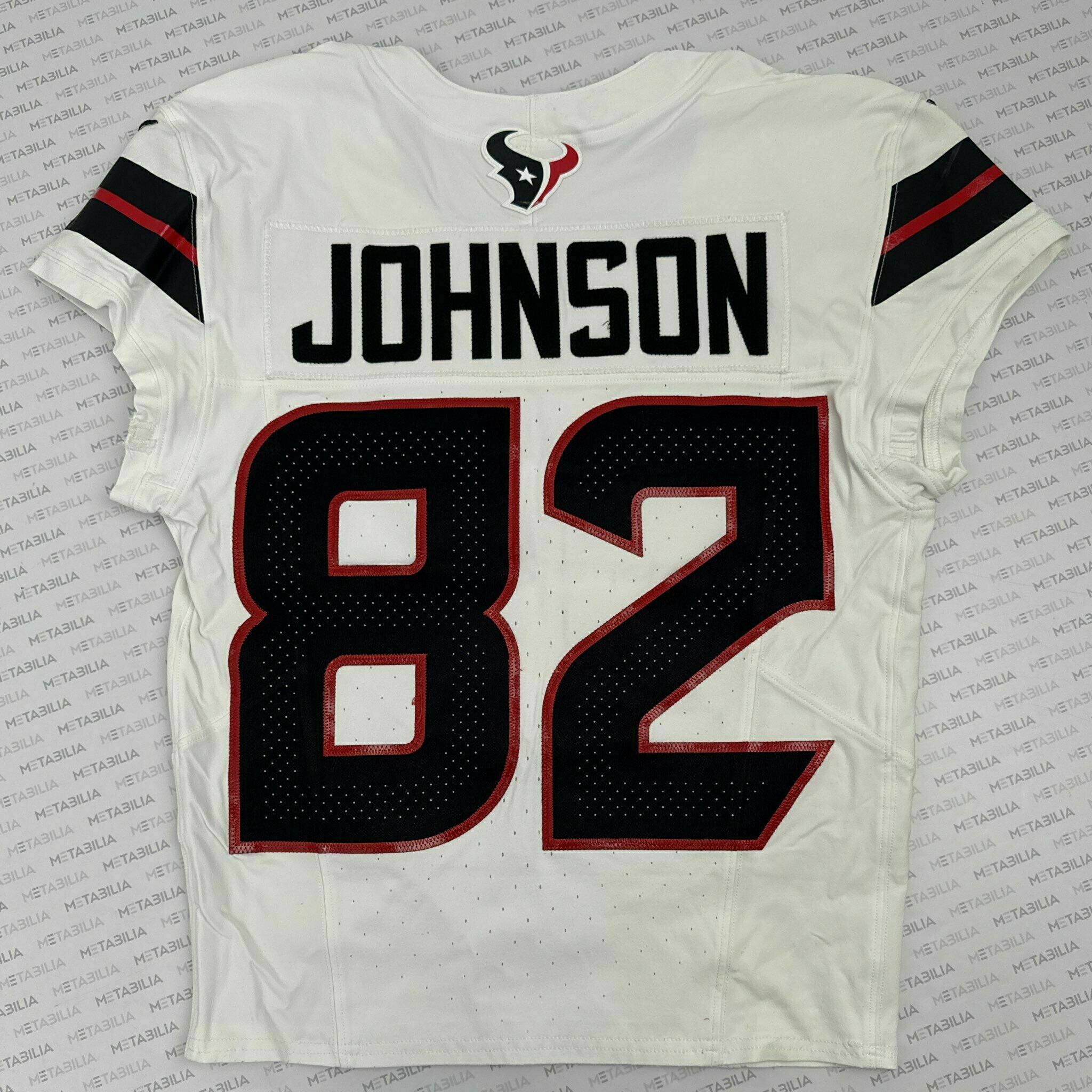#82 Johnson Game-Issued White Jersey