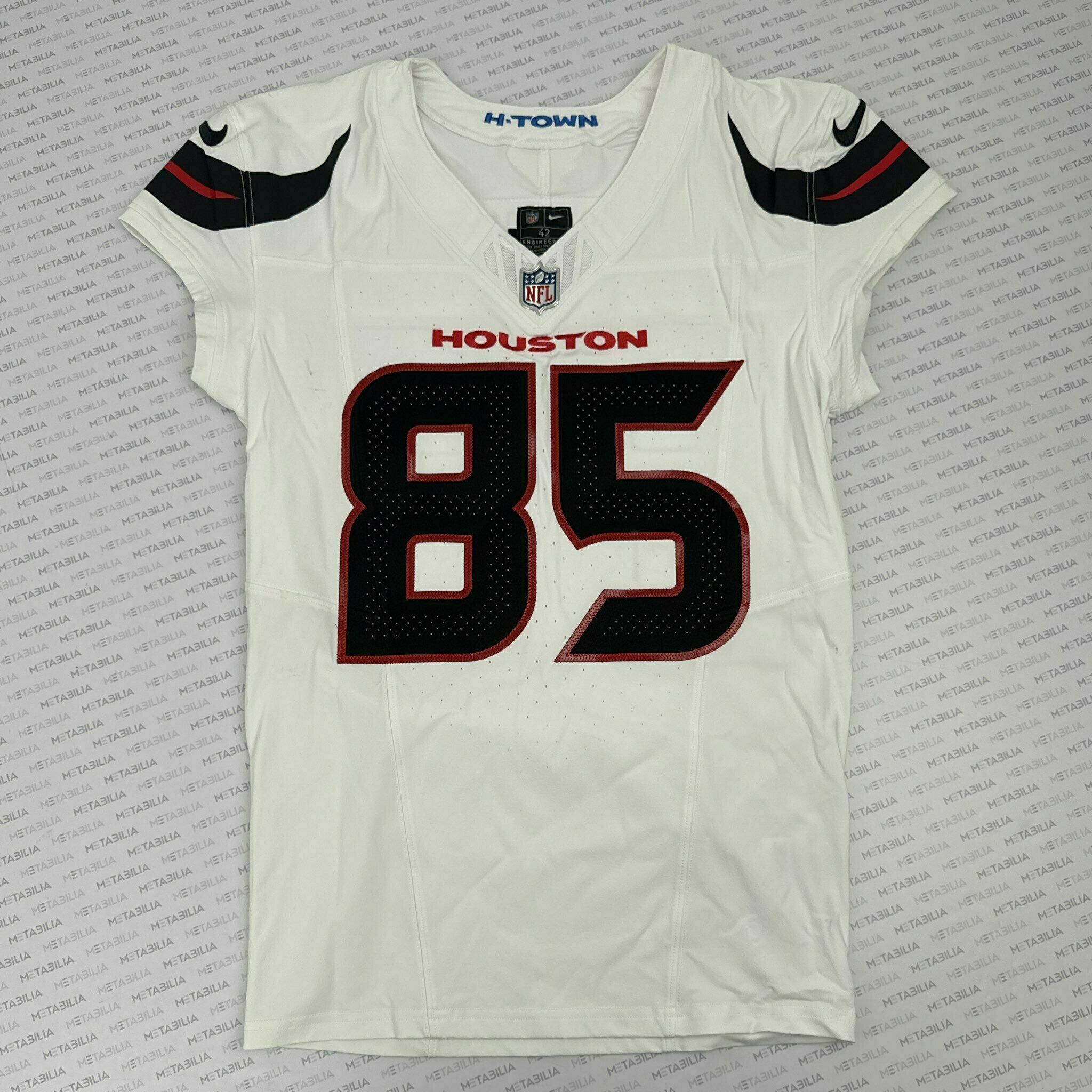 #85 Brown Game-Issued White Jersey