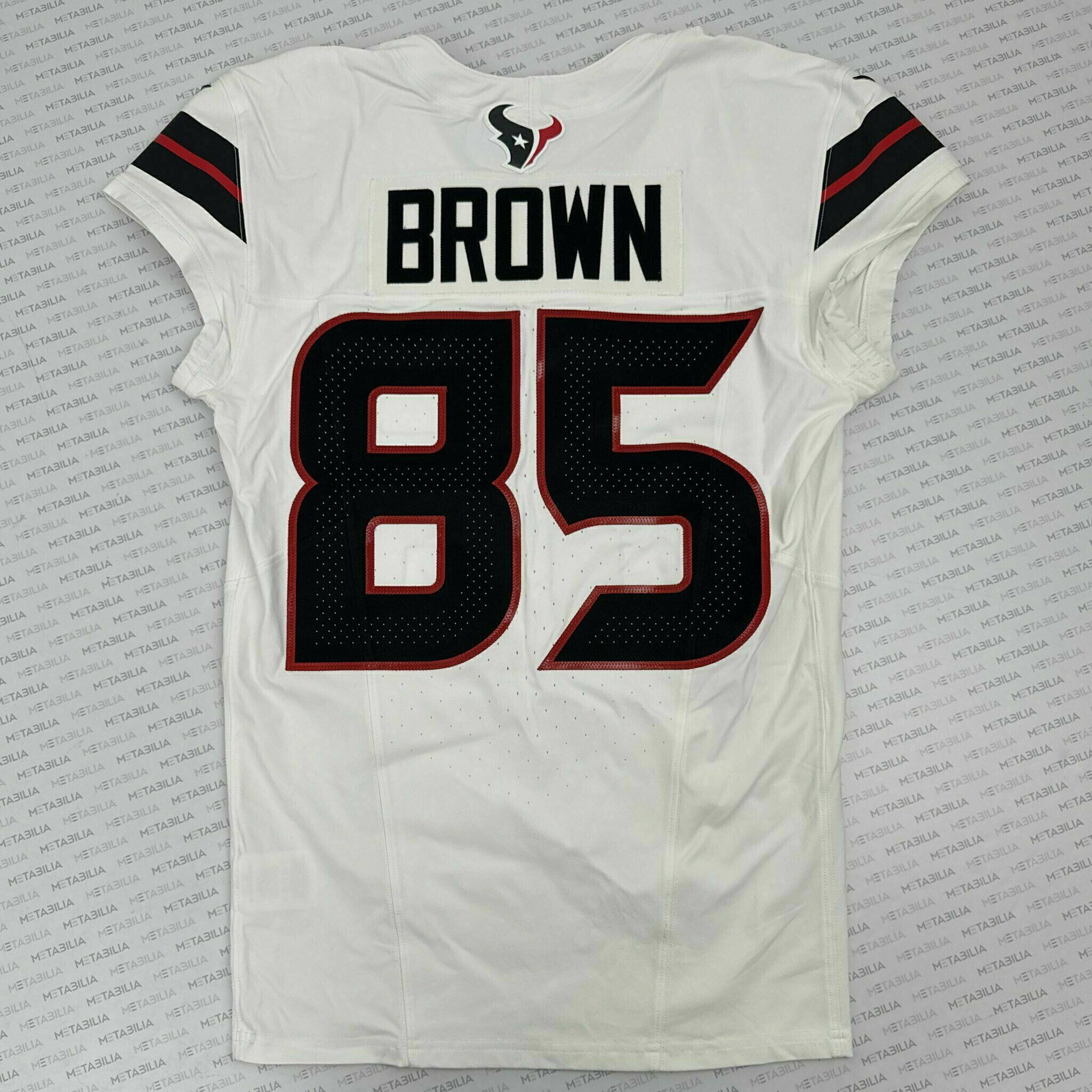 #85 Brown Game-Issued White Jersey