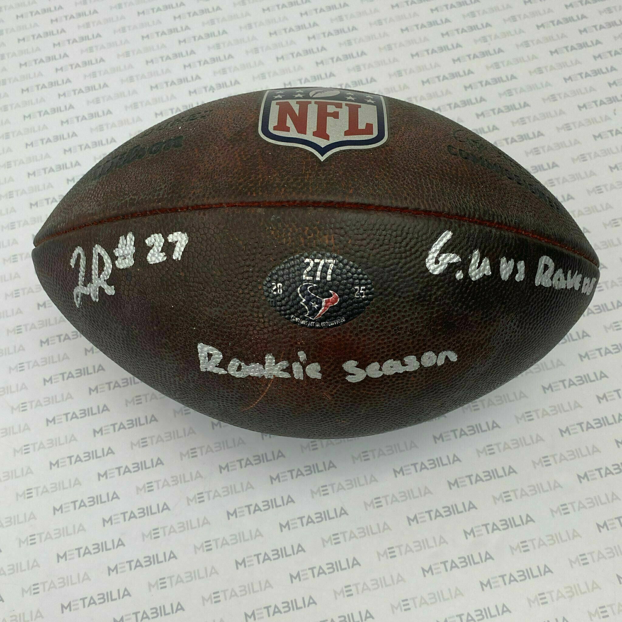 #27 Woody Marks Signed & Inscribed Game-Used Ball #277 vs BAL