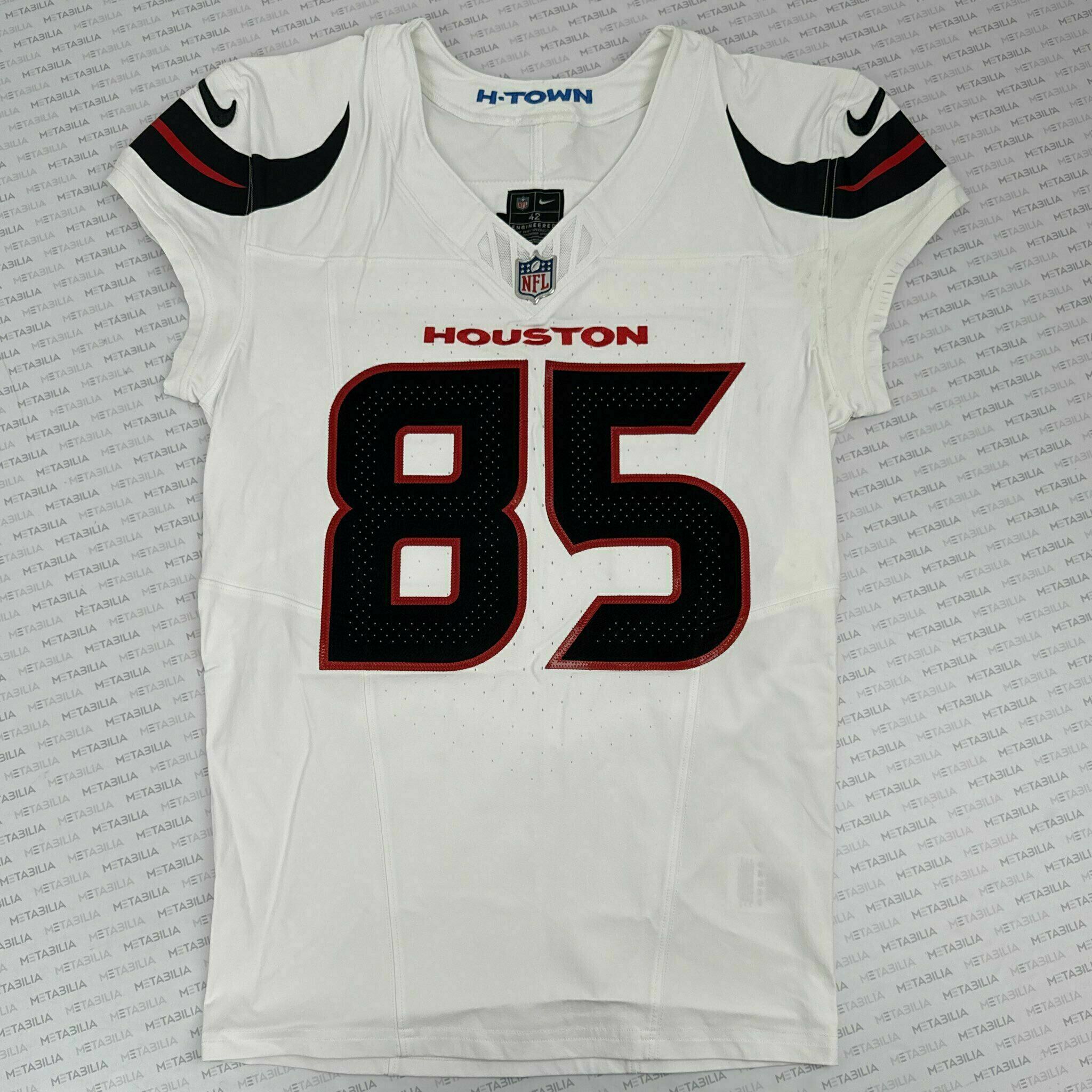 #85 Brown Game-Issued White Jersey