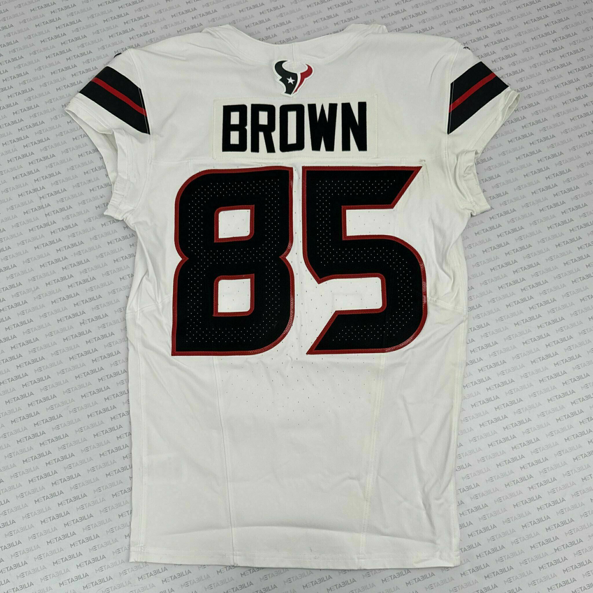 #85 Brown Game-Issued White Jersey