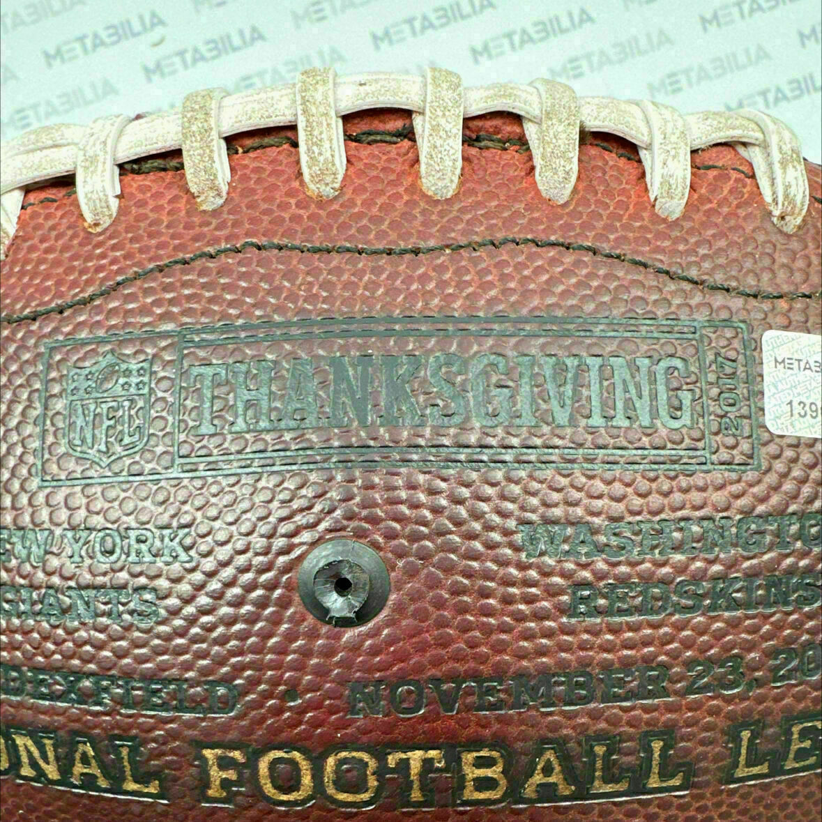 Redskins Thanksgiving Day Game-Used Ball vs. Giants