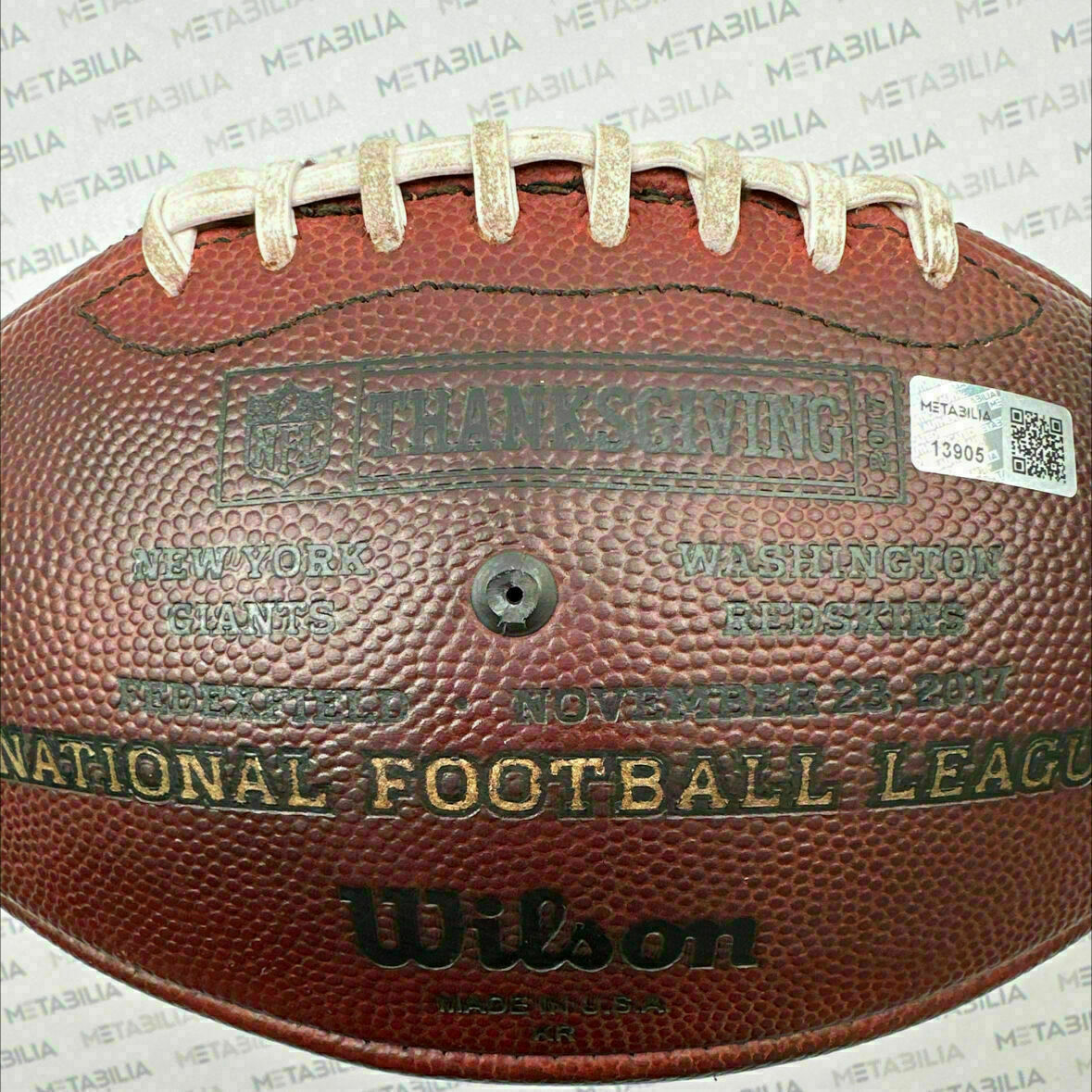 Redskins Thanksgiving Day Game-Used Ball vs. Giants