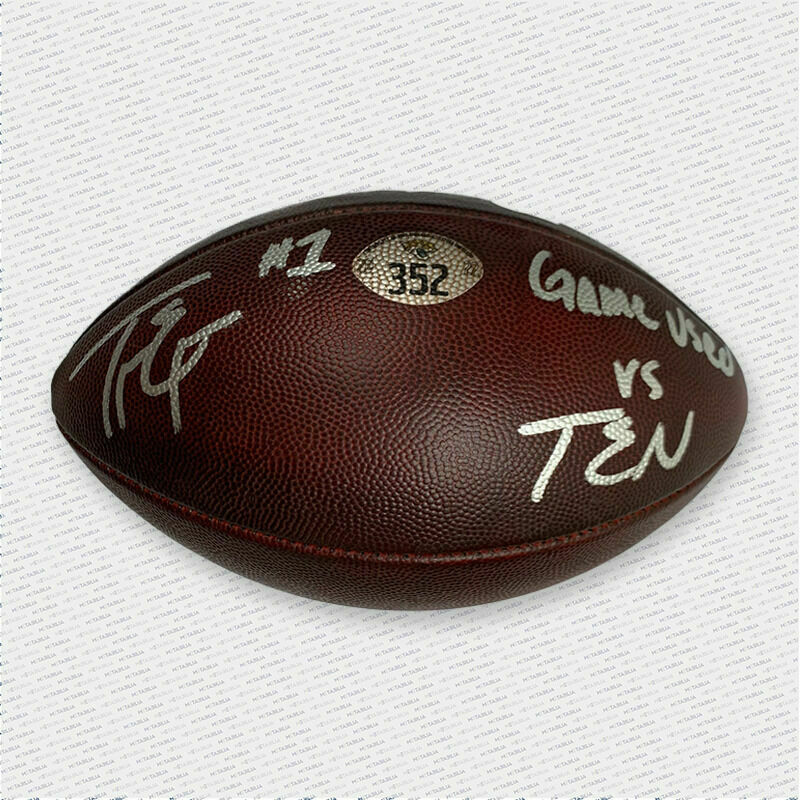 #1 Travis Etienne signed Game-Used Ball #352 vs Titans