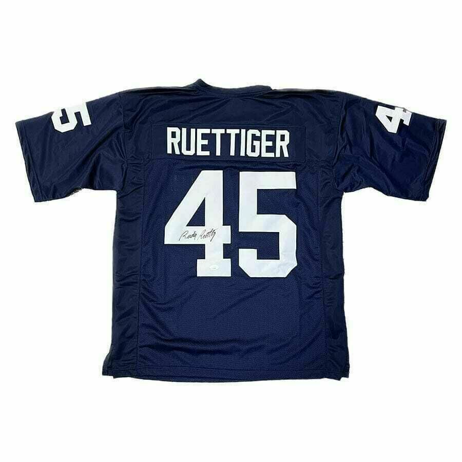 Rudy Ruettiger Signed Pro-Style Navy Blue Football Jersey
