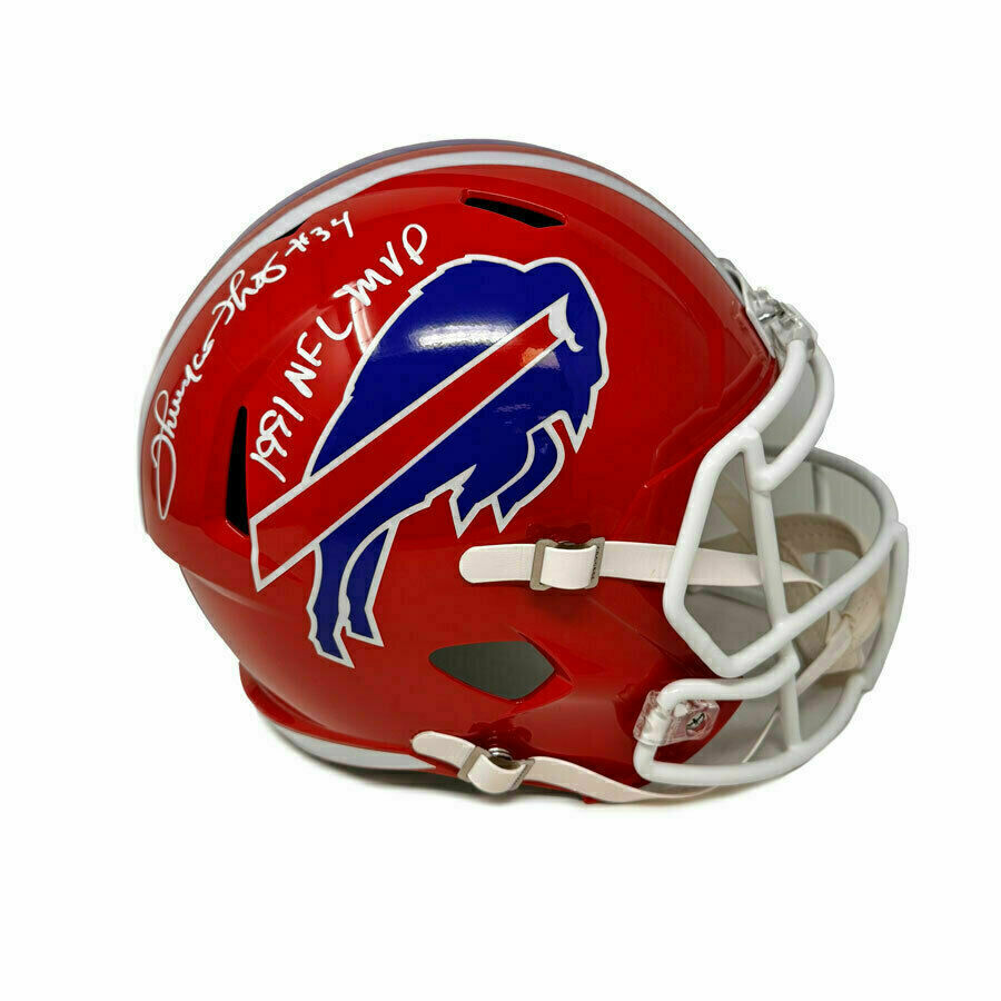 Thurman Thomas Signed Full Size Red Throwback Speed Replica Helmet with "1991 NFL MVP"