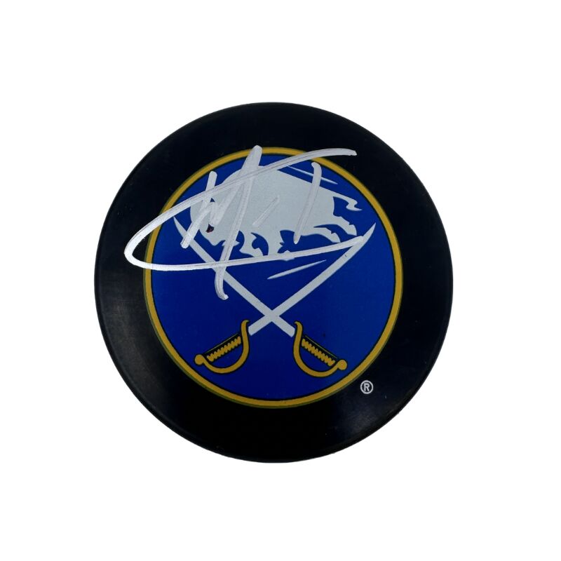 Martin Biron Signed Buffalo Sabres Large Logo Puck