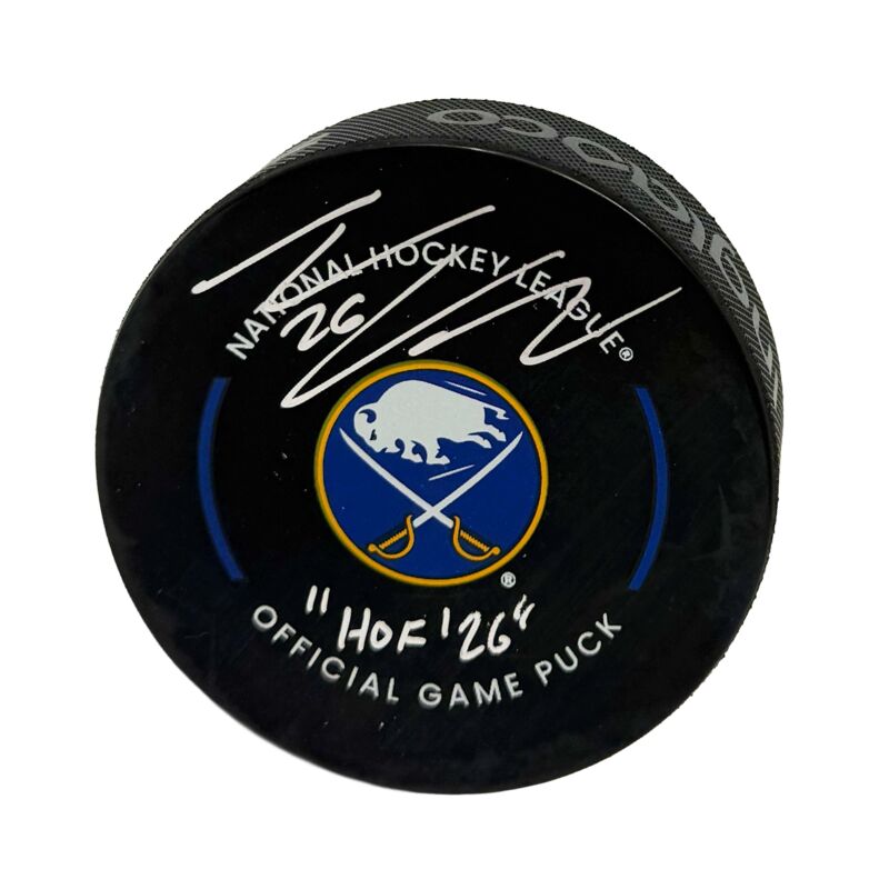 Thomas Vanek Signed Buffalo Sabres Game Model Puck with HOF 26