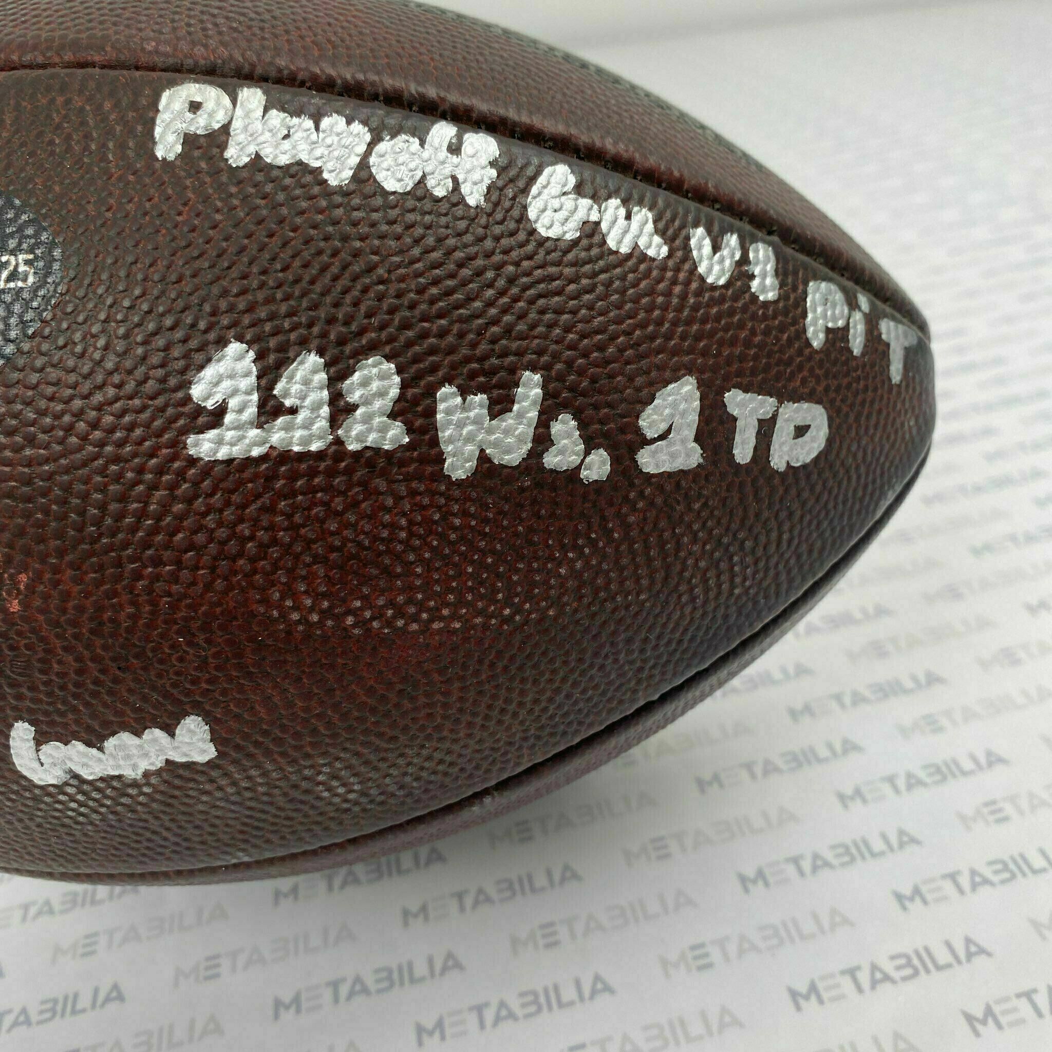 #27 Woody Marks Signed & Inscribed Game-Used PLAYOFF Ball #296 vs PIT