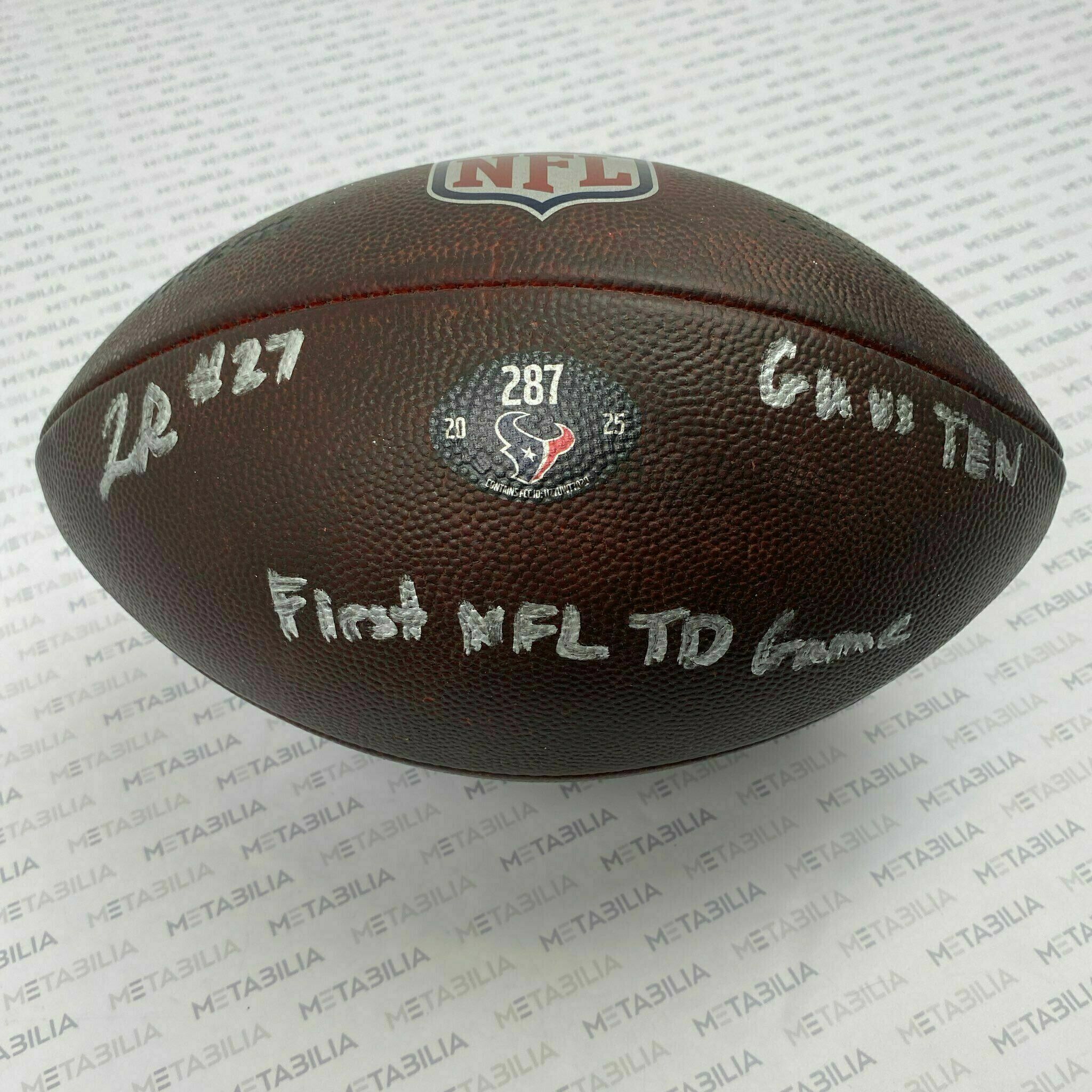 #27 Woody Marks Signed & Inscribed Game-Used Ball #287 vs TEN
