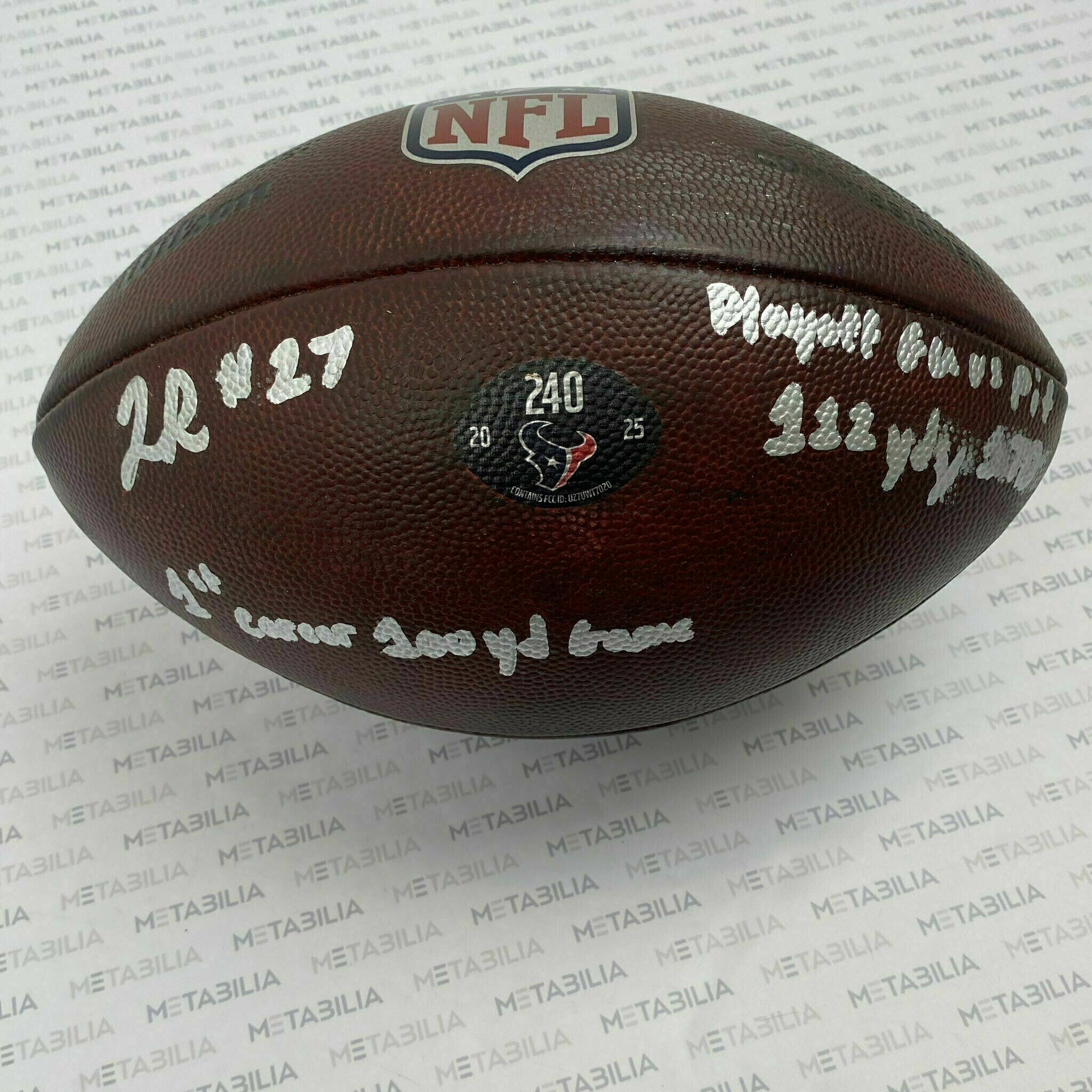 #27 Woody Marks Signed & Inscribed Game-Used PLAYOFF Ball #240 vs PIT