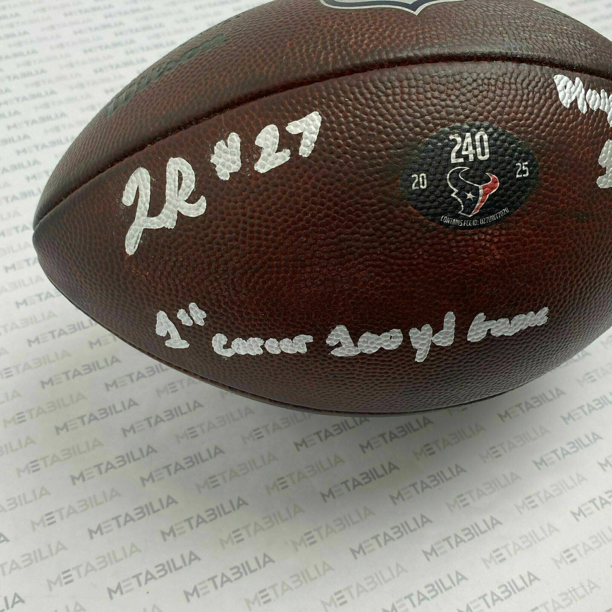 #27 Woody Marks Signed & Inscribed Game-Used PLAYOFF Ball #240 vs PIT
