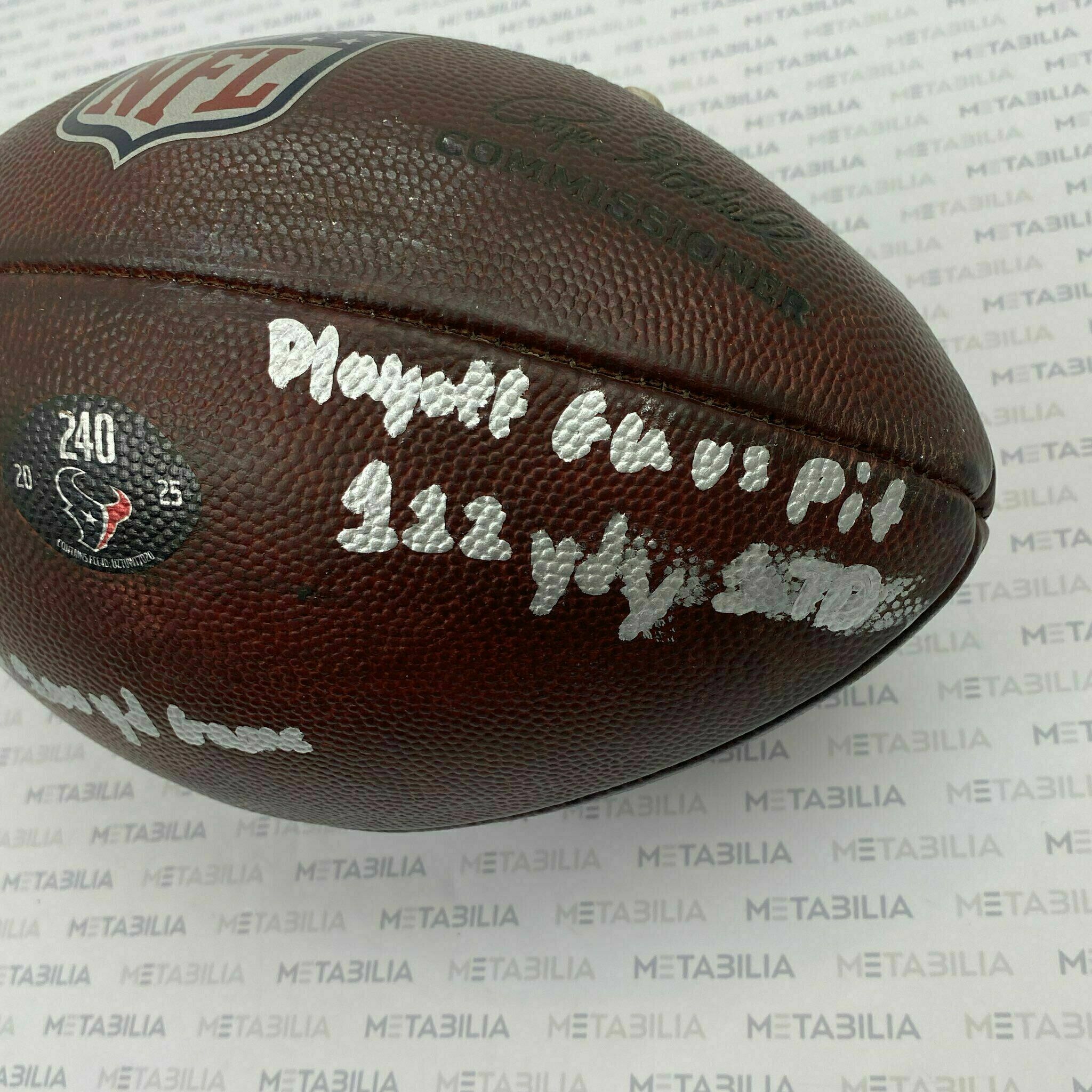 #27 Woody Marks Signed & Inscribed Game-Used PLAYOFF Ball #240 vs PIT