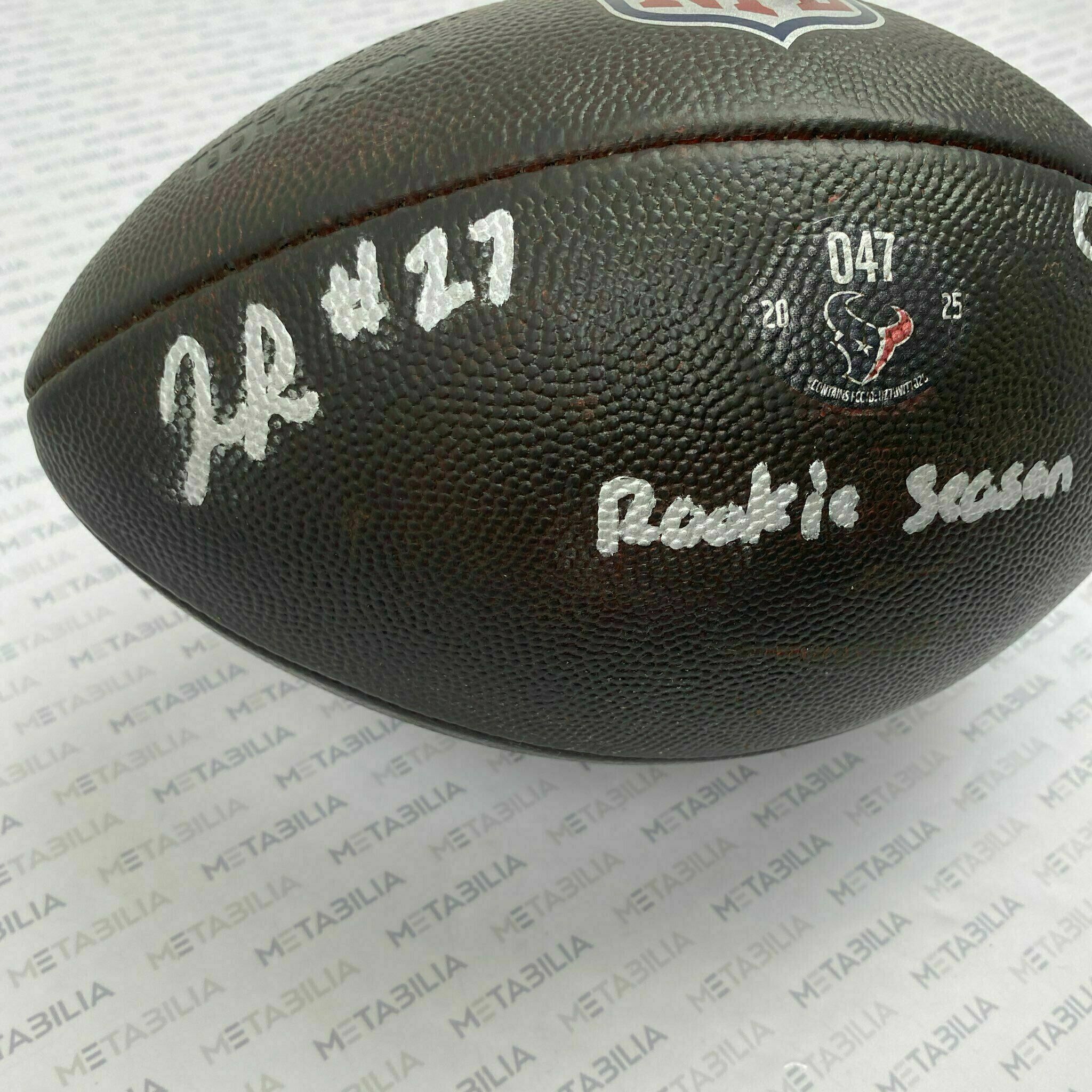 #27 Woody Marks Signed & Inscribed Game-Used Ball #047 vs Jaguars