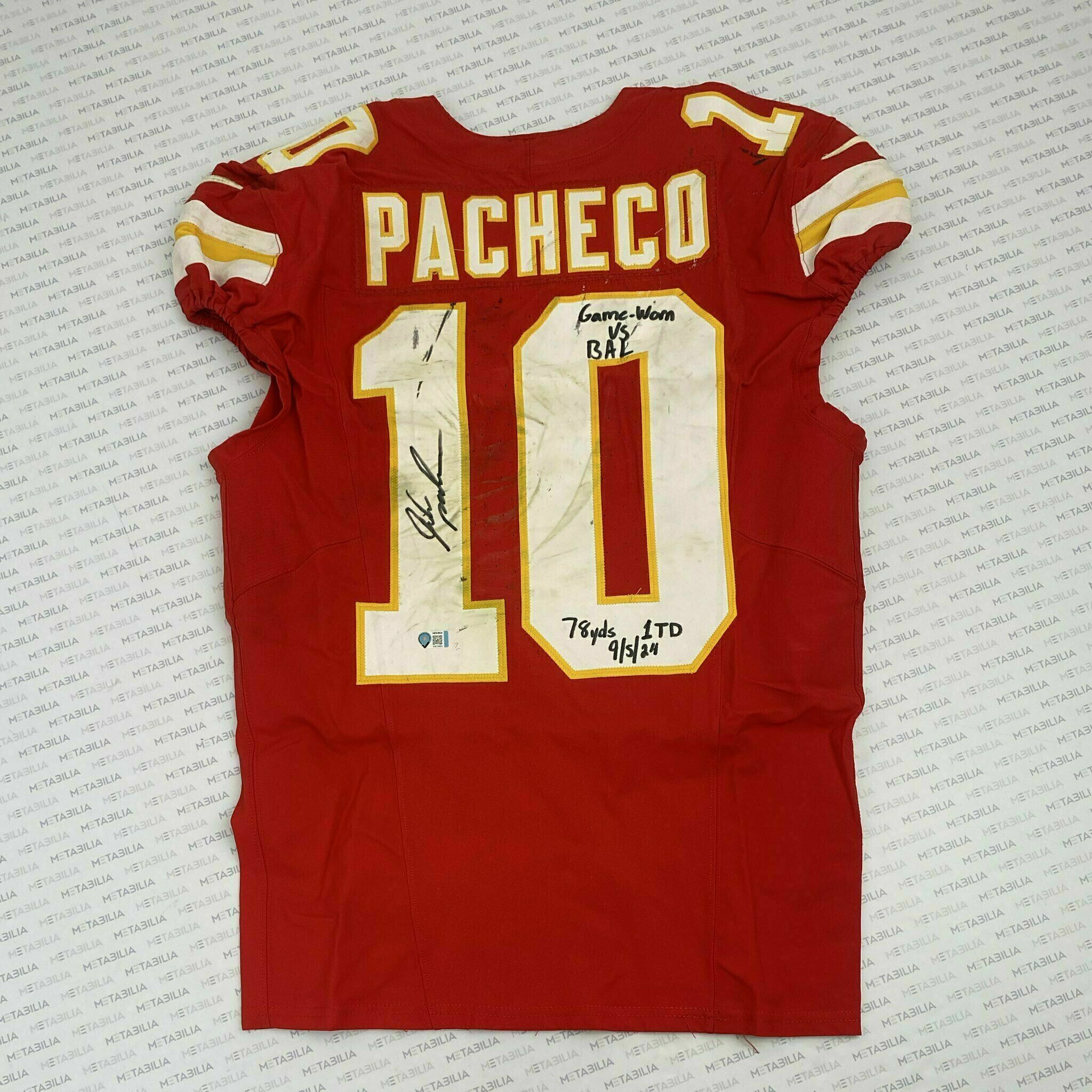 #10 Isiah Pacheco Signed & Inscribed Game-Worn Jersey vs Ravens