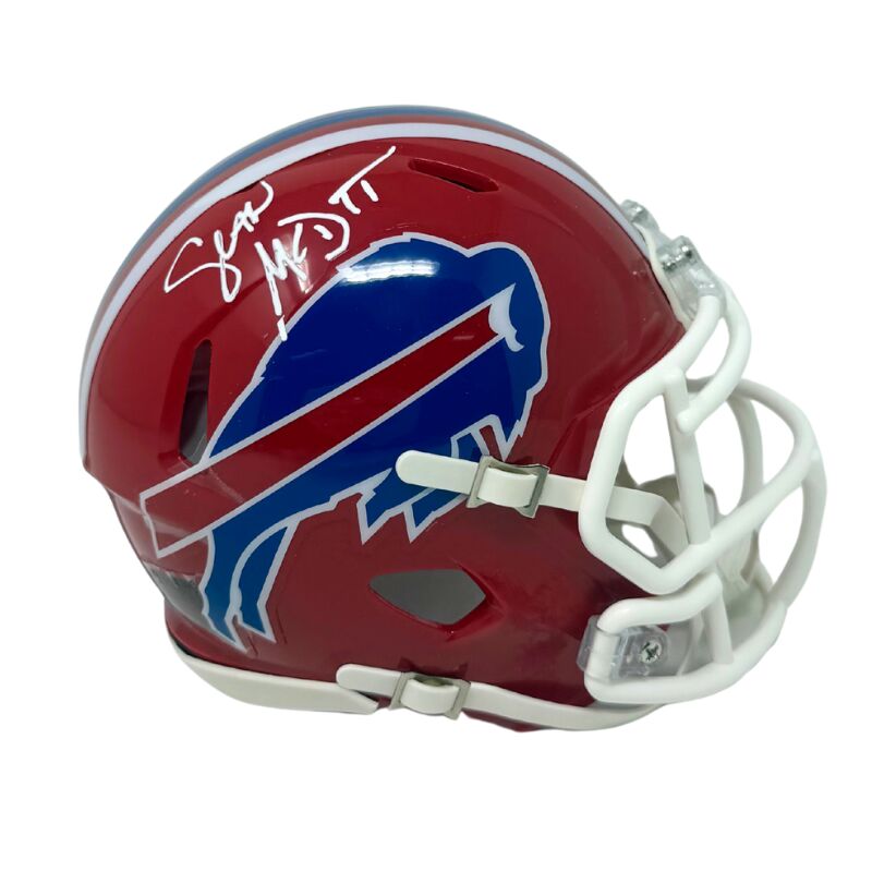 Sean McDermott Signed Red Throwback Speed Mini Helmet
