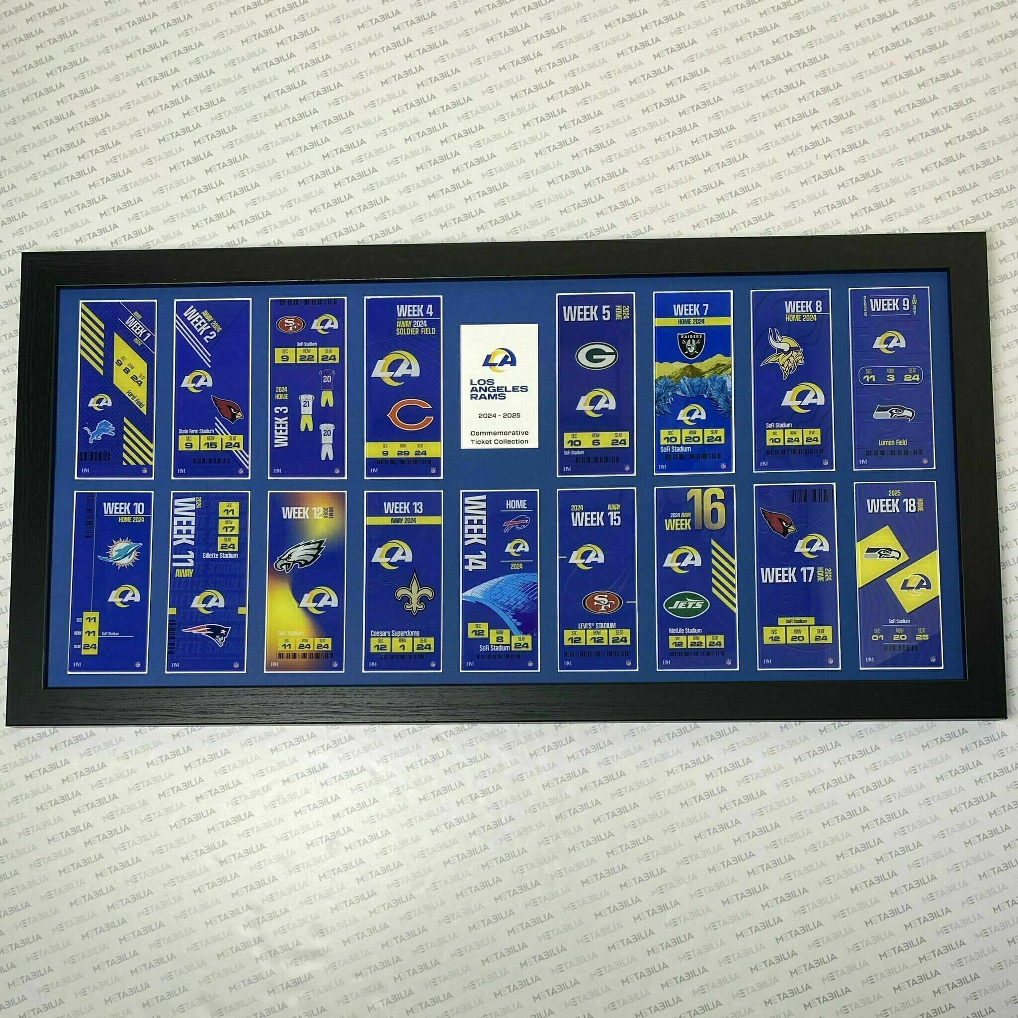 Completed Rams Commemorative Ticket Frame 2024-2025