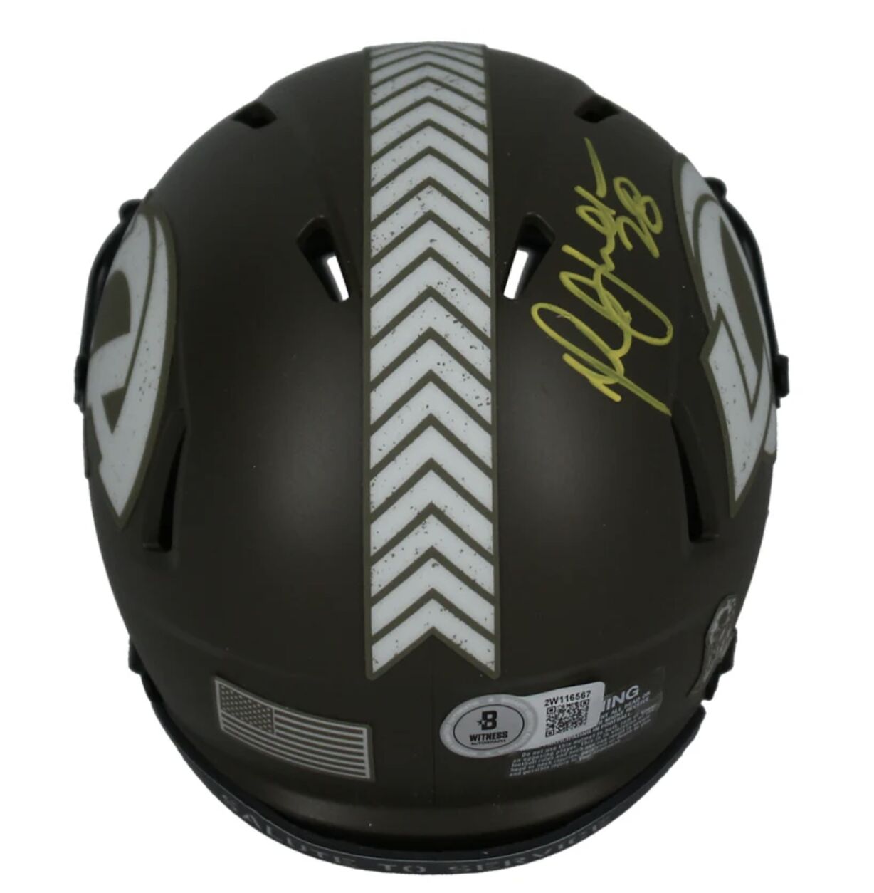 Marshall Faulk Autographed Rams (In Yellow) STS Mini Speed Helmet Beckett