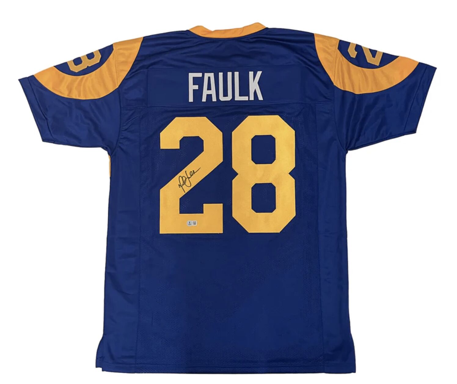 Marshall Faulk of the Los Angeles Rams Autographed Custom #28 Jersey Beckett