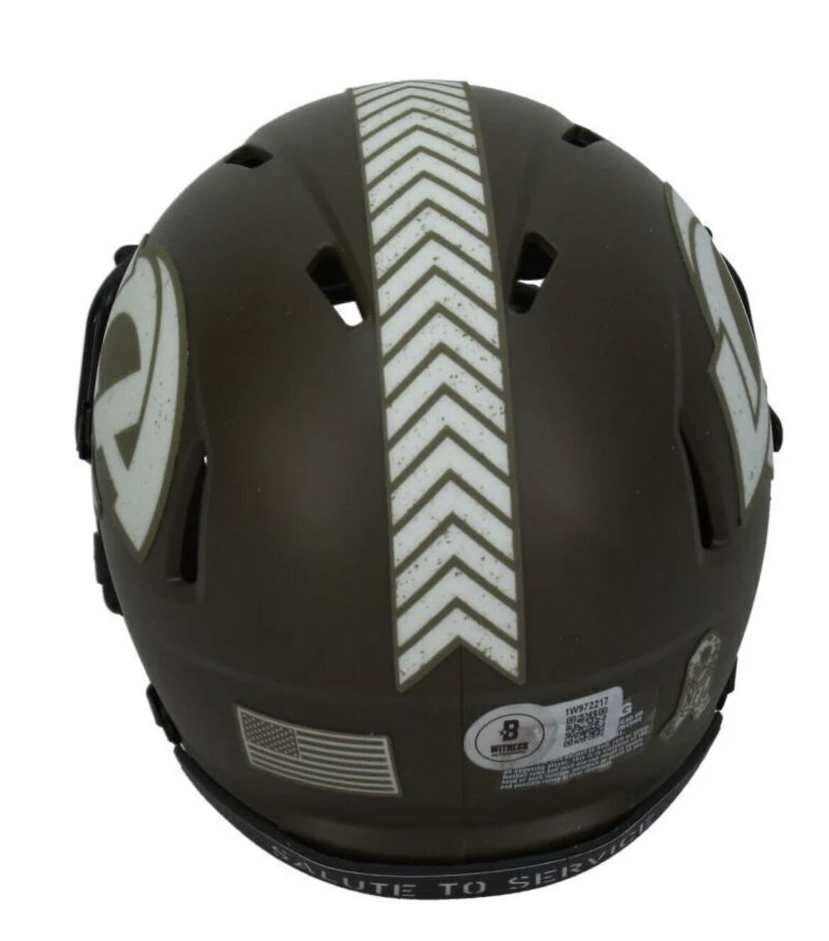 Marshall Faulk Autographed Rams Salute to Service Mini Speed Helmet Beckett