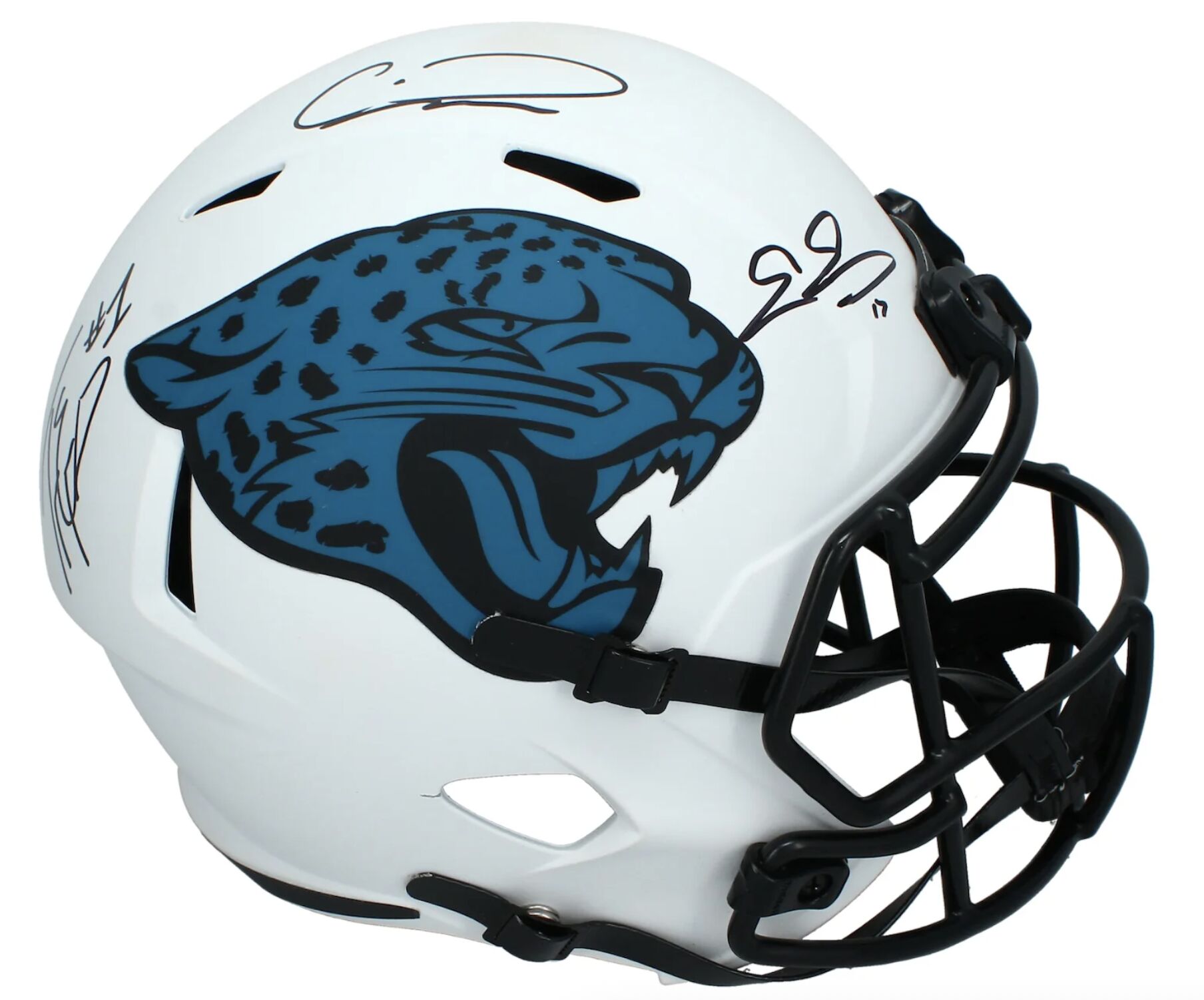 Travis Etienne, Calvin Ridley & Evan Engram Signed Jaguars Speed Helmet Beckett
