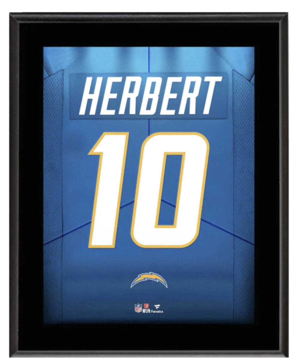 Justin Herbert Chargers 10.5" x 13" Jersey Style Number "10" Sublimated Plaque