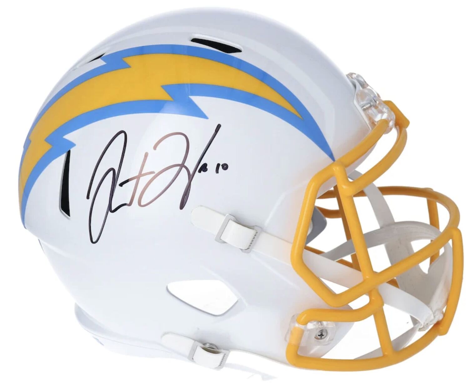 JUSTIN HERBERT Autographed Chargers Full Size Speed Helmet FANATICS