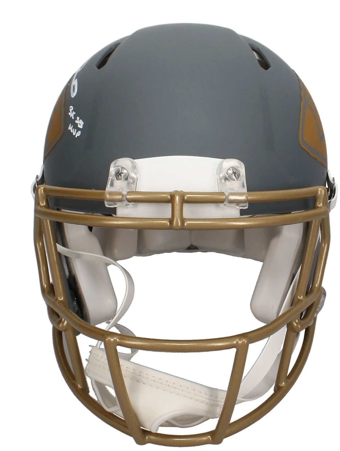 Patrick Mahomes Autographed Kansas City Chiefs "3X SB MVP" Slate Authentic Speed Helmet Beckett