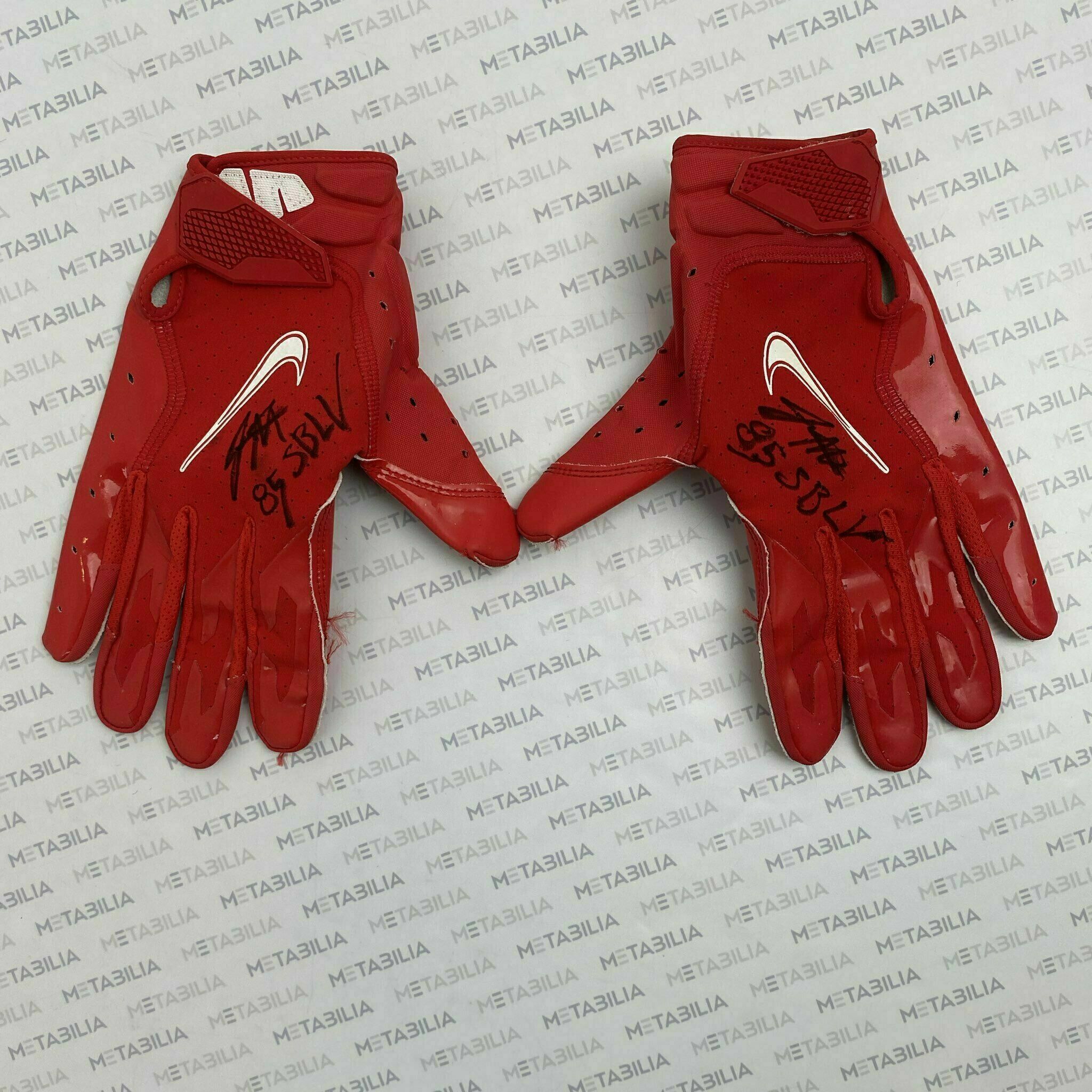 #85 Jaydon Mickens Signed & Inscribed Season-Worn Red Gloves 2020-2021 Season