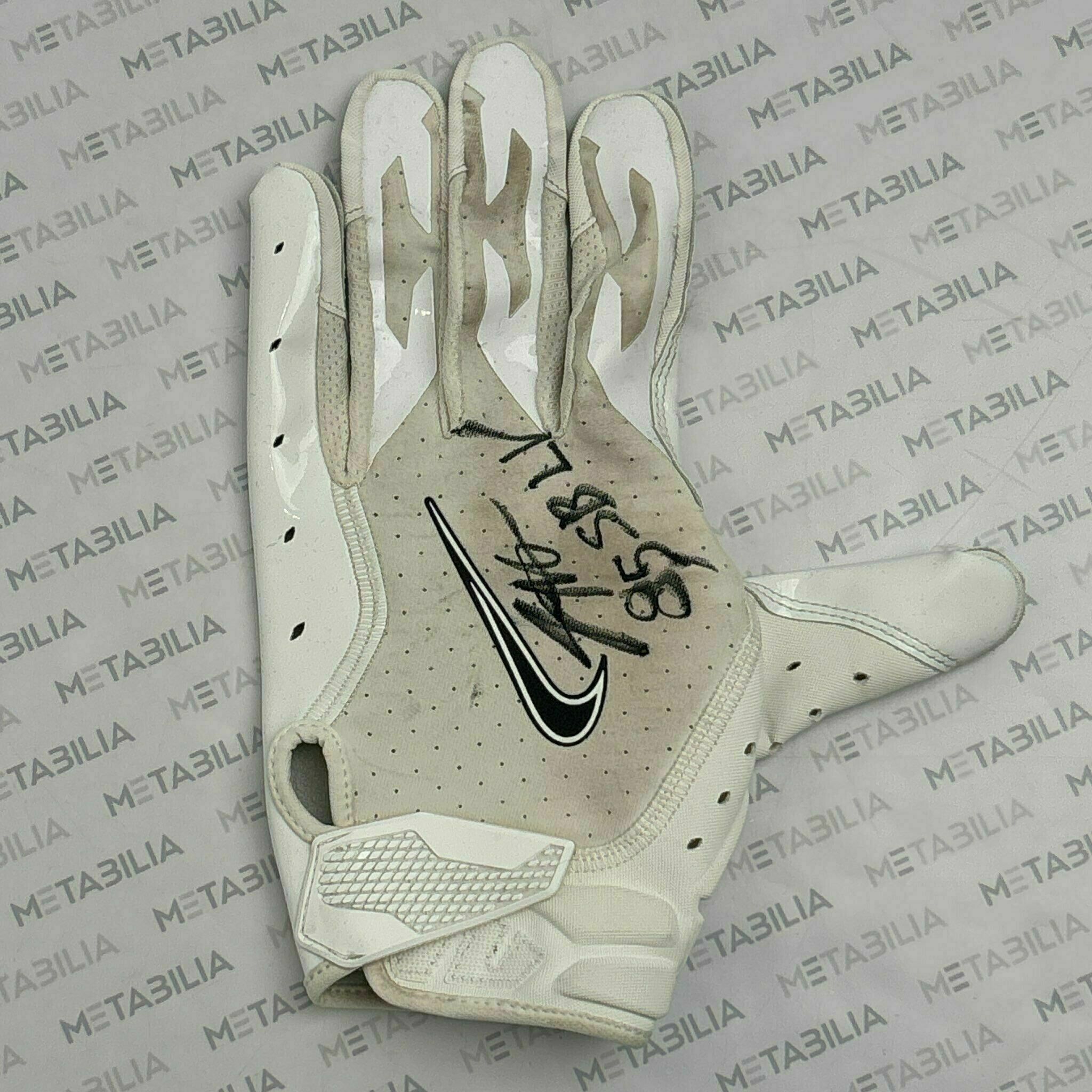#85 Jaydon Mickens Signed & Inscribed Season-Worn White Single Left Glove 2020-2021 Season