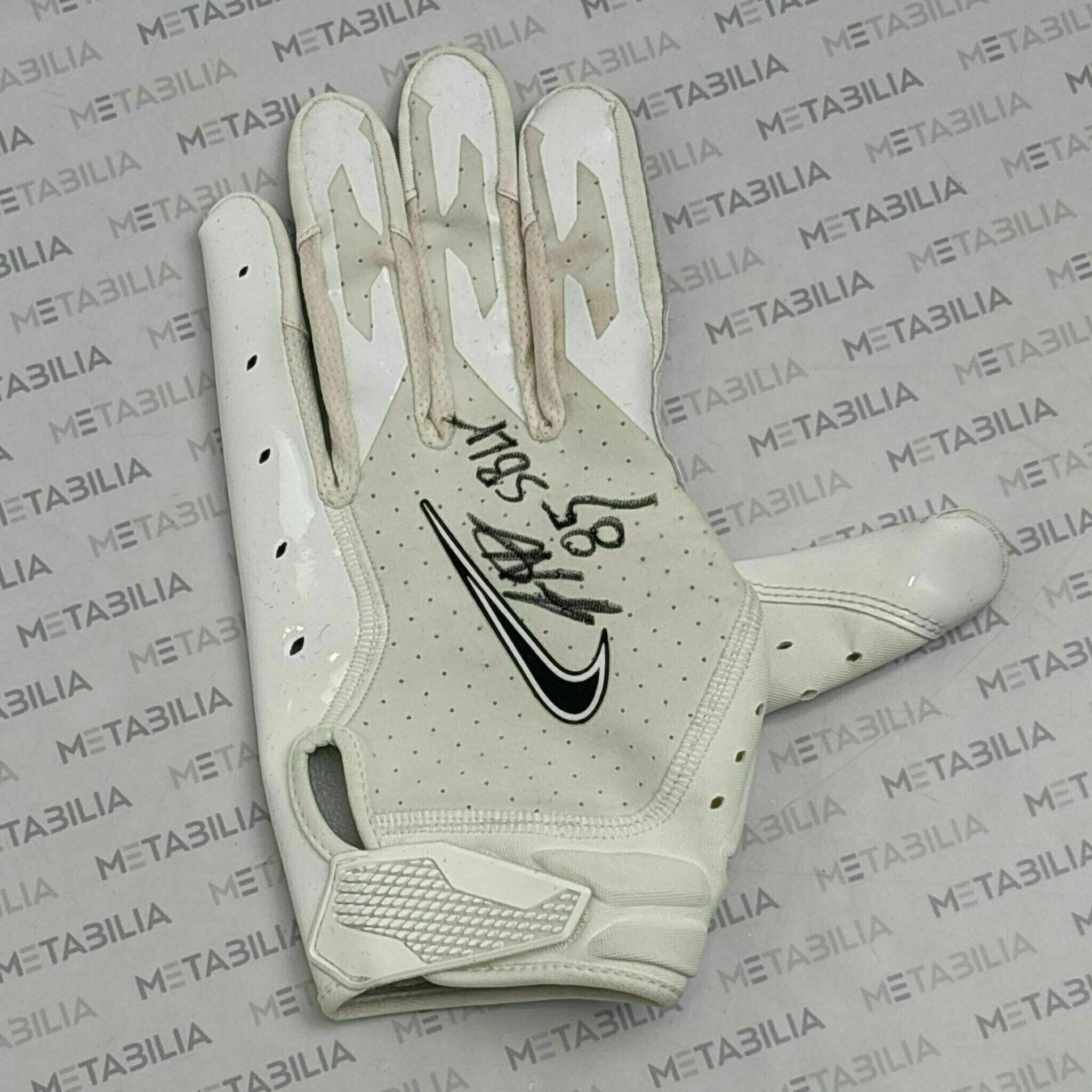 #85 Jaydon Mickens Signed & Inscribed Season-Worn White Single Left Glove 2020-2021 Season