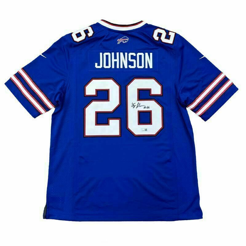 Ty Johnson Signed Buffalo Bills Nike Authentic Blue Jersey