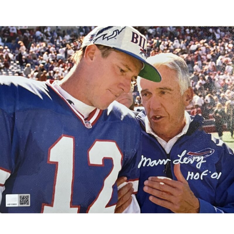 Marv Levy Signed Talking to Jim Kelly - 11x14