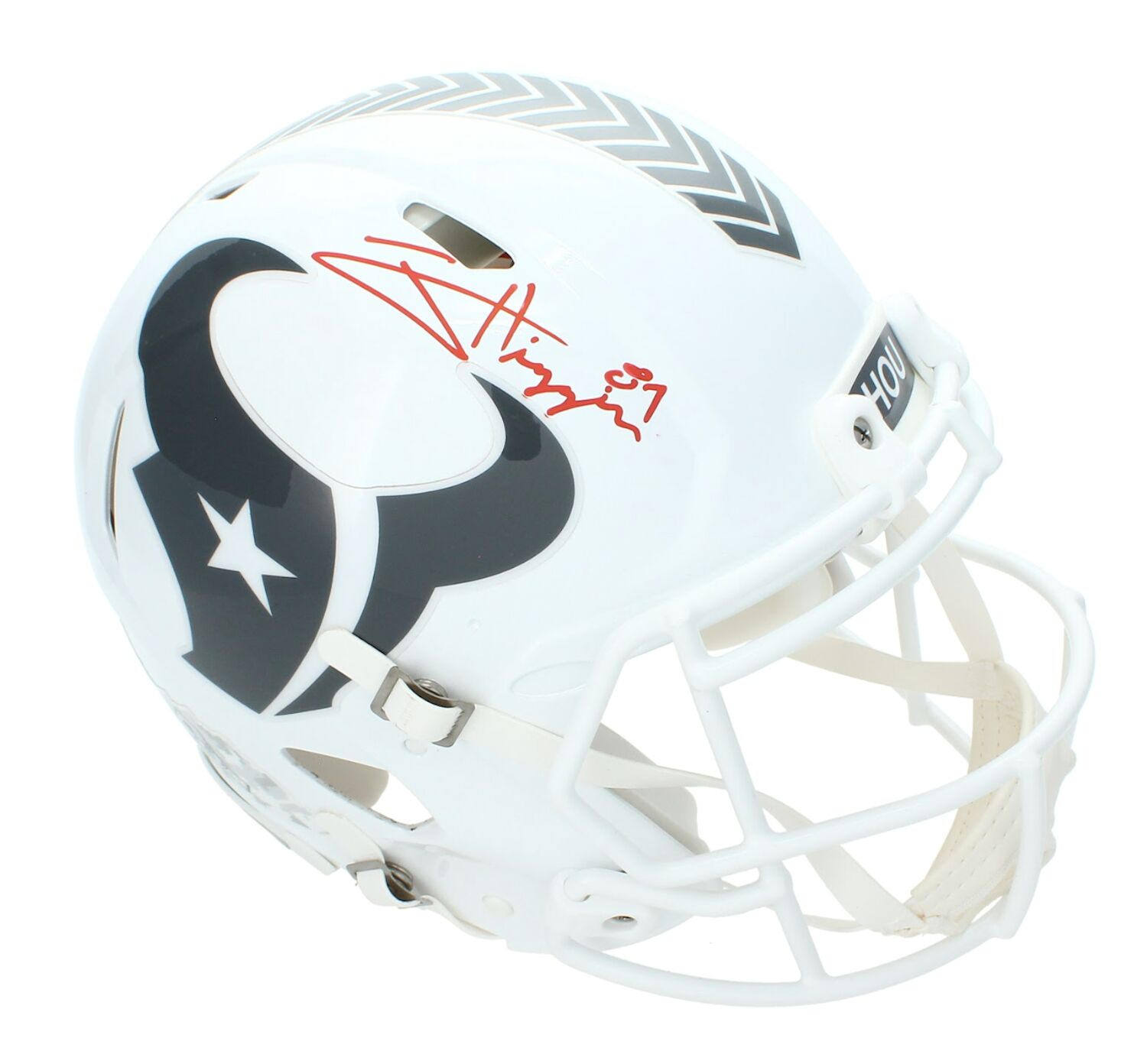 Jayden Higgins Autographed Houston Texans 2024 Salute to Service Speed Authentic Helmet Beckett