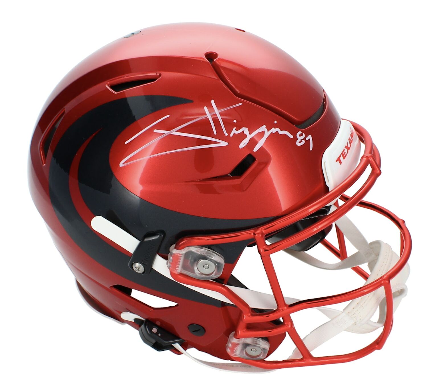 Jayden Higgins Autographed Houston Texans Battle Red Alternate Speedflex Authentic Helmet Beckett