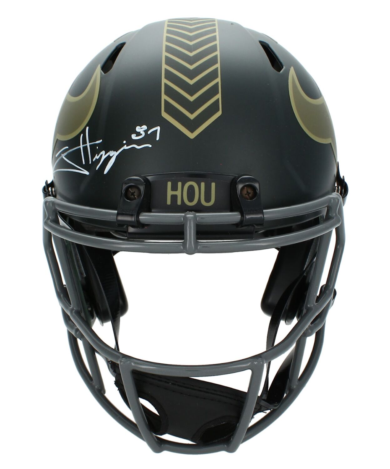 Jayden Higgins Autographed Houston Texans 2025 Salute to Service Speed Authentic Helmet Beckett