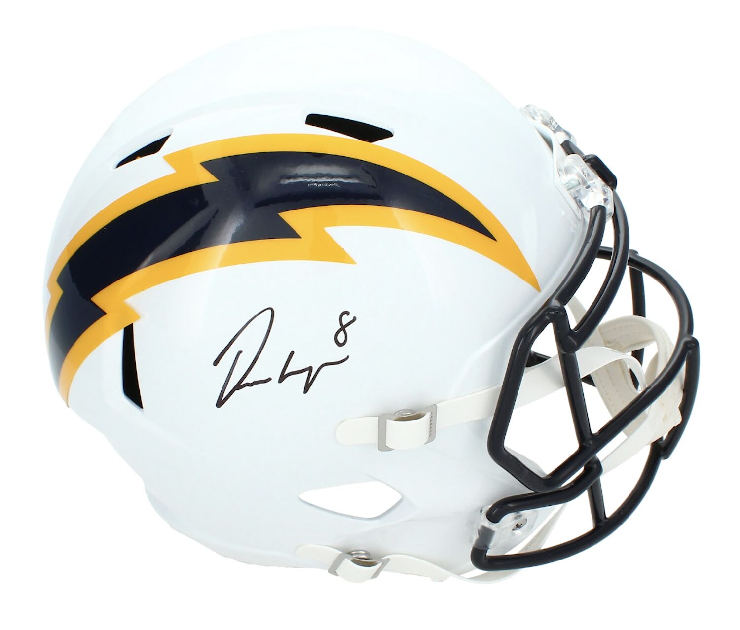 Omarion Hampton Autographed Los Angeles Chargers Navy Color Rush Speed Replica Helmet Beckett