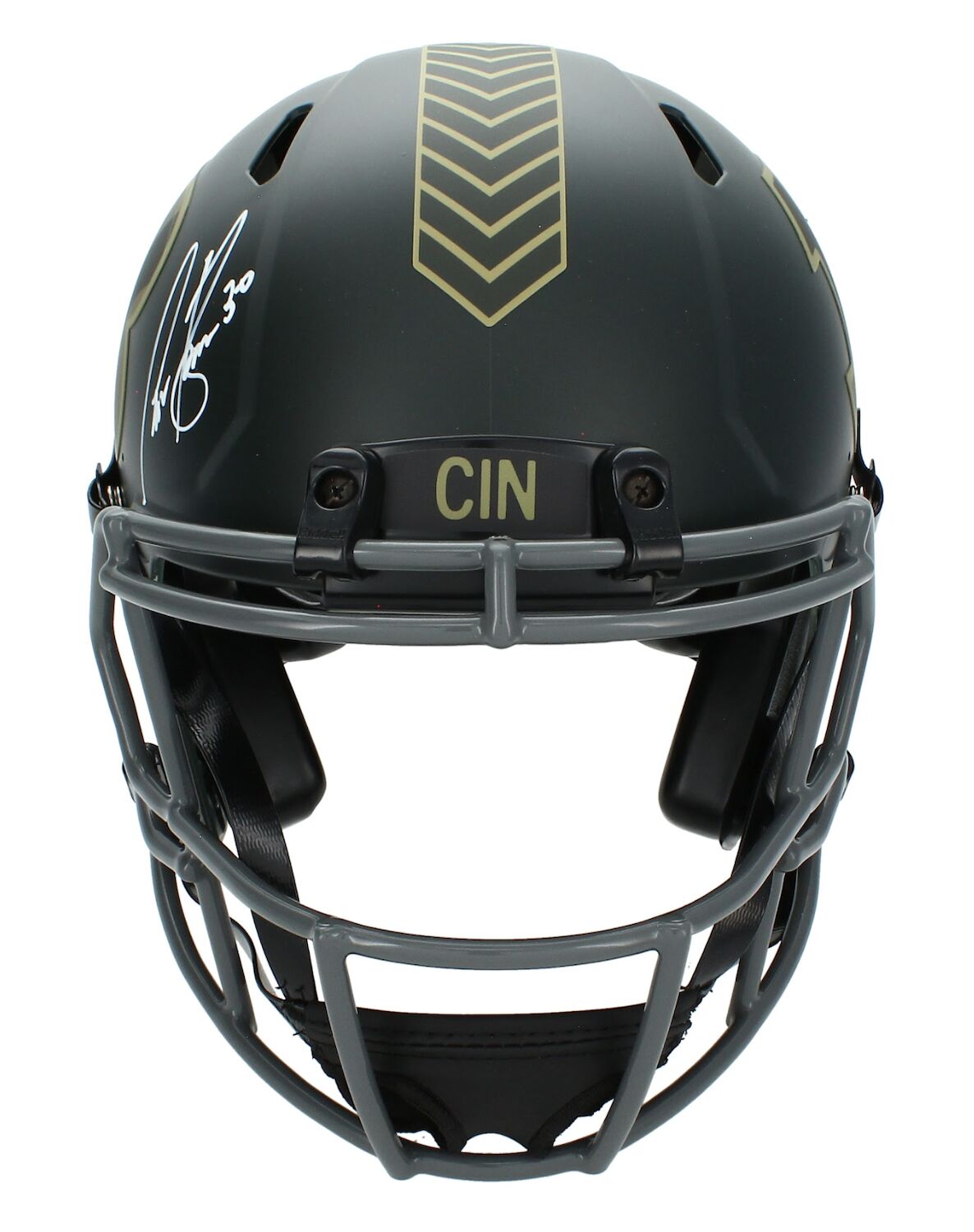 Chase Brown Autographed Cincinnati Bengals 2025 Salute to Service Speed Authentic Helmet Beckett