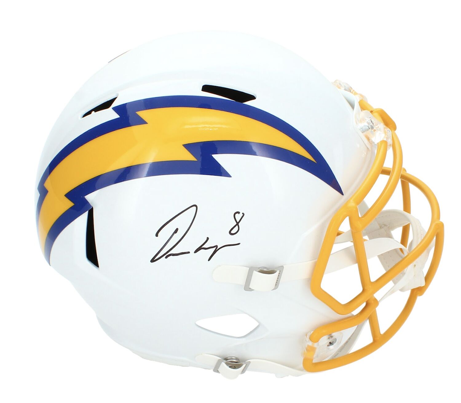 Omarion Hampton Autographed Los Angeles Chargers Royal Color Rush Speed Replica Helmet Beckett
